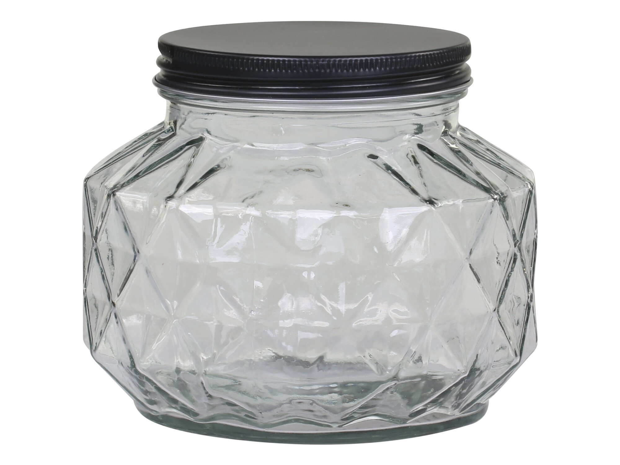 Aufbewahrungsglas mit Diamantenschliff, klar H13,5/D16 cm