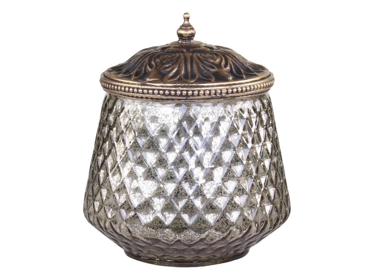 Aufbewahrungsglas mit Perlenkante, champagner H18,5/Ø15 cm