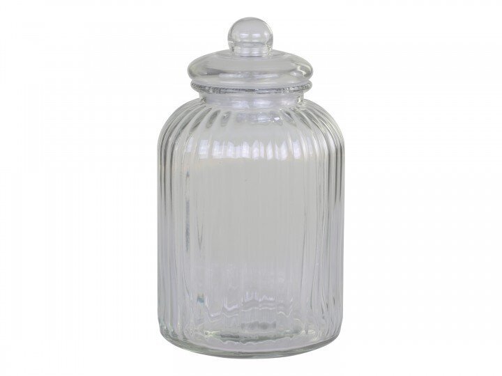 Aufbewahrungsglas mit Rillen und Glasdeckel, klar H32/D17,5 cm