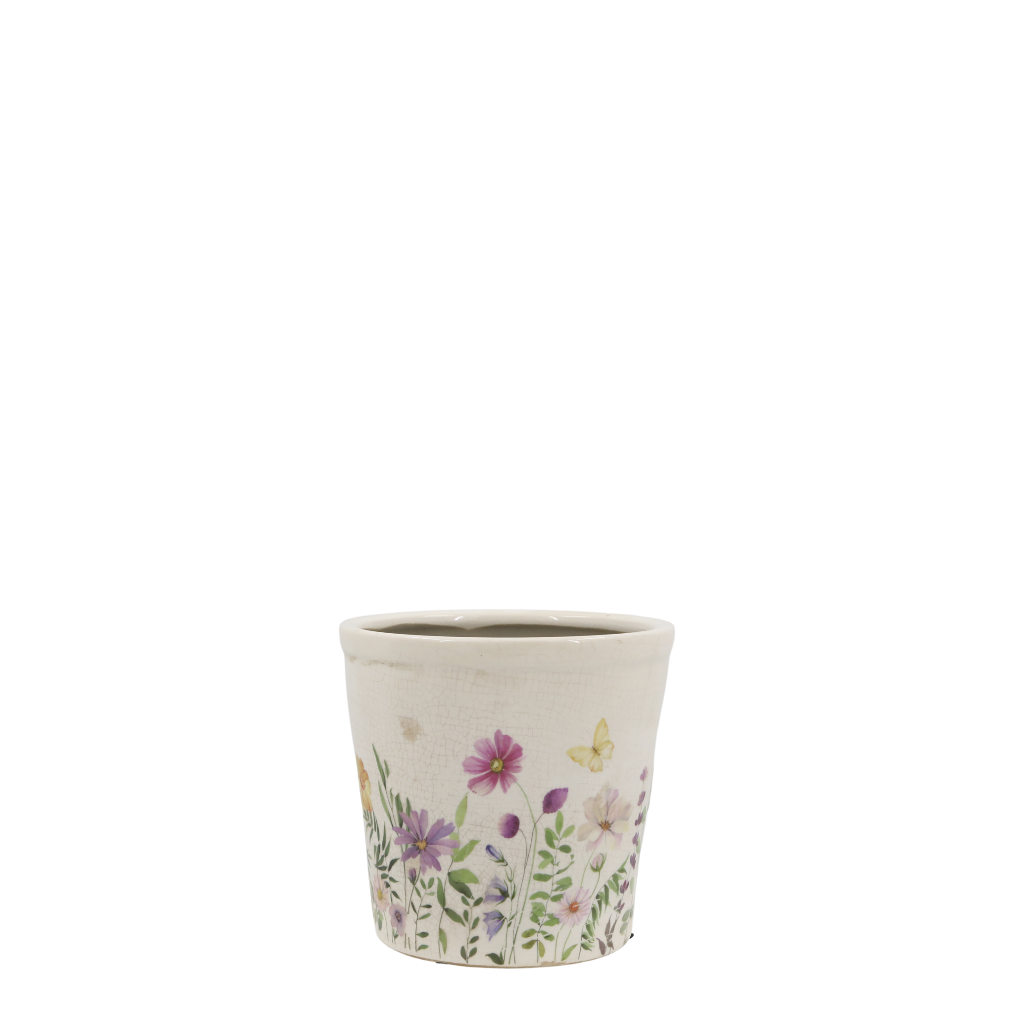 Avignon Blumentopf mit Blumenmotiv, creme Höhe 10, Ø 11 cm