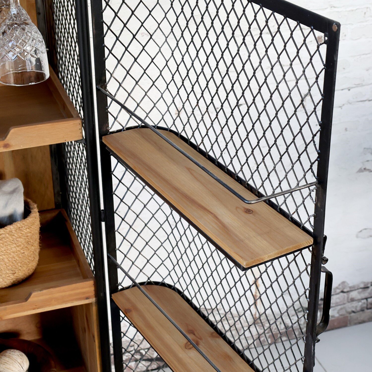 Barschrank auf Rädern, antique kohle 