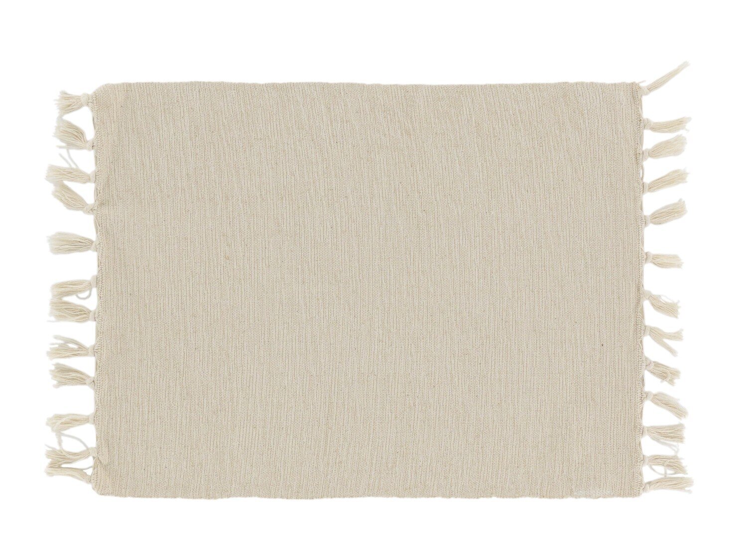 Baumwoll Platzdeckchen mit Fransen, creme 