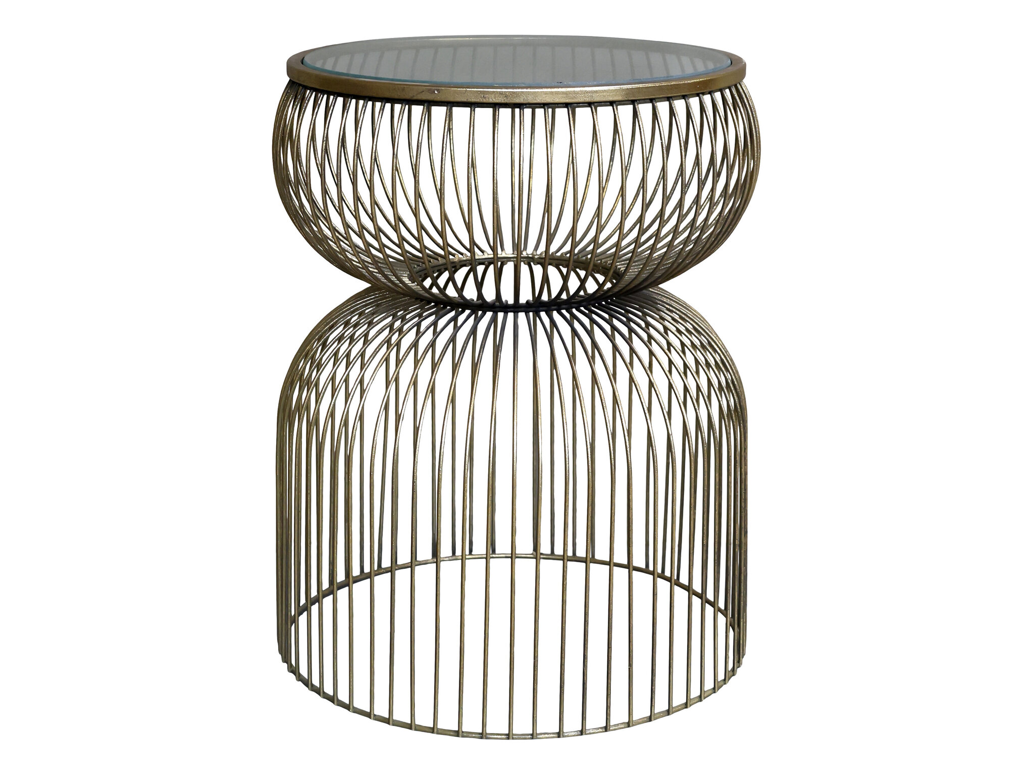 Beistelltisch mit Glasplatte mit Messing Finish, messing Höhe 51 cm, Ø 40 cm