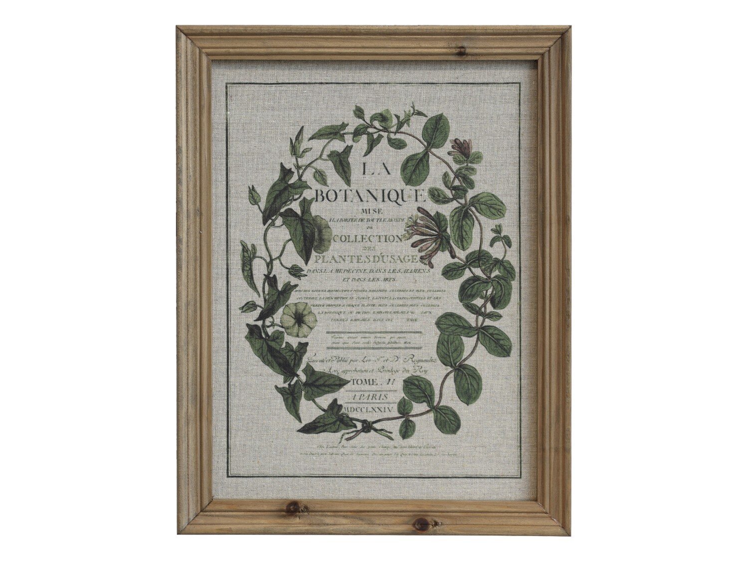 Bild mit Blumendruck und Naturrahmen, natur 