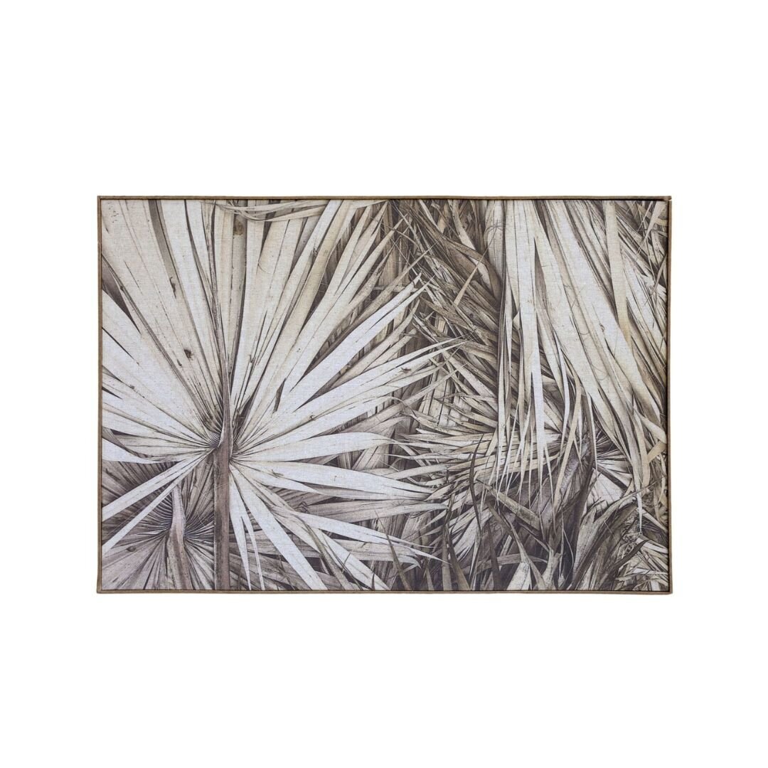 Bild mit Palmenblatt, beige 