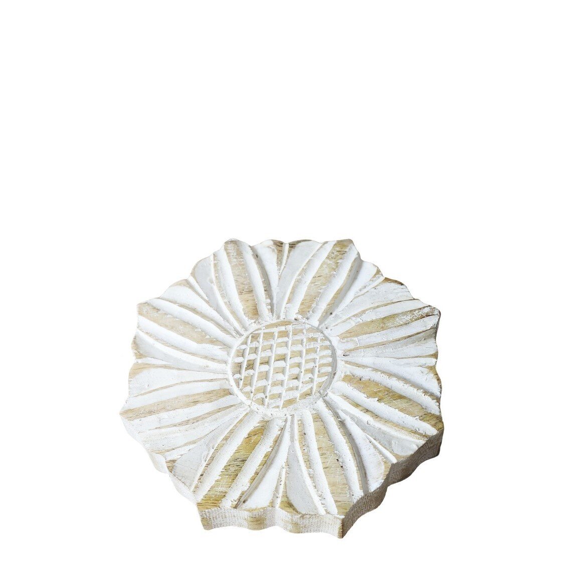 Blume für Deko aus Mangoholz, antique weiss 