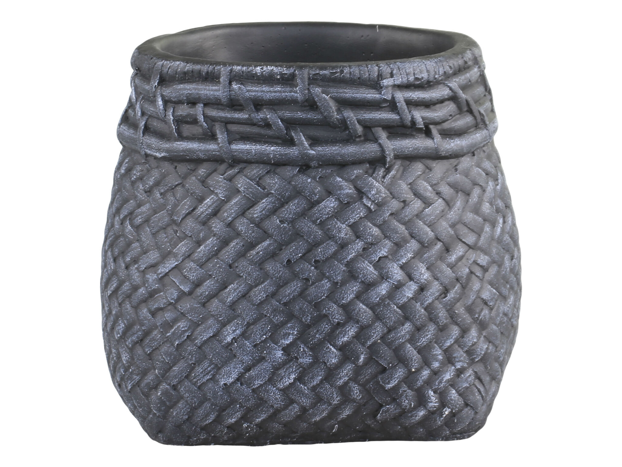 Blumentopf Corte mit Flechtmuster am Rand, antique kohle H 12, Ø 13 cm