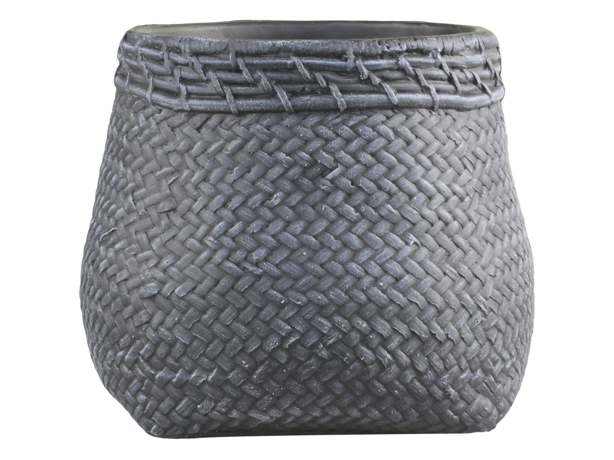 Blumentopf Corte mit Flechtmuster am Rand, antique kohle H 18 cm, Ø 21 cm