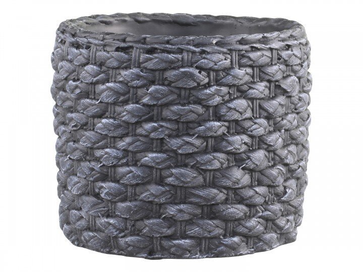 Blumentopf Corte mit grobem Flechtmuster, antique kohle H 17 cm, Ø 18,5 cm