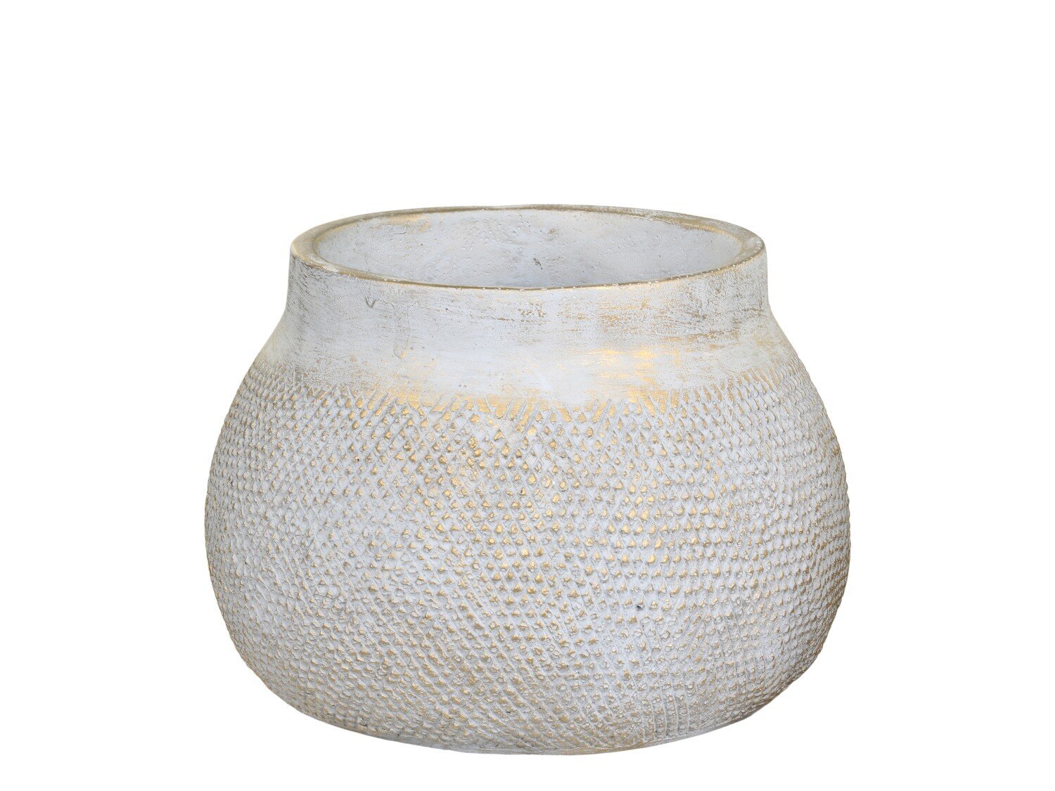 Blumentopf mit Gold, grau H13,5/Ø19,5 cm