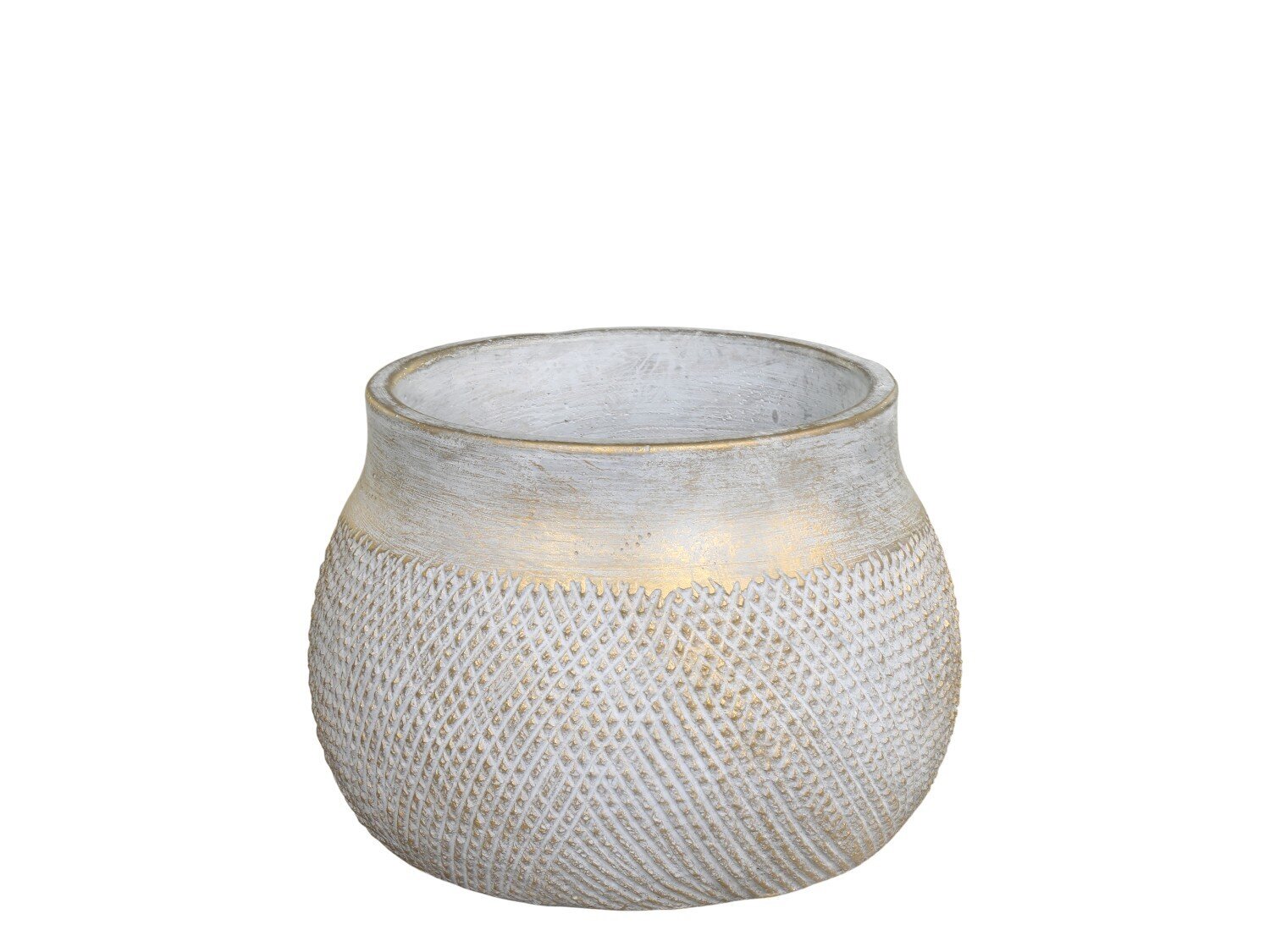 Blumentopf mit Gold, grau H12/Ø16 cm