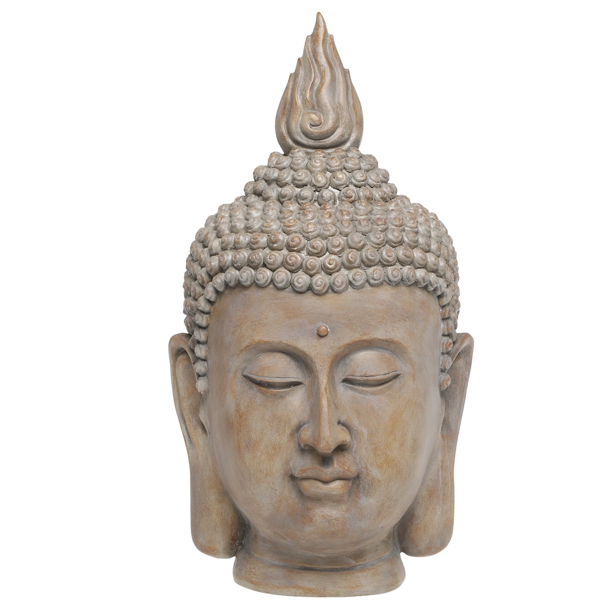 Buddha Kopf aus Polyresin, latte 