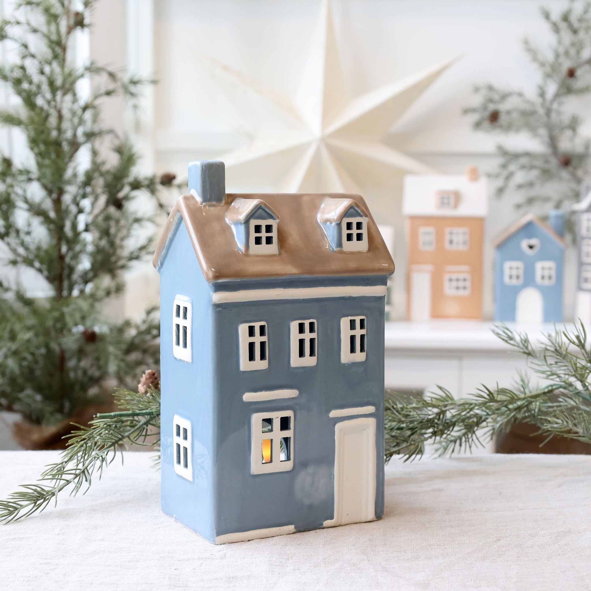 Chamonix Keramikhaus für Teelicht 7, sky blue, sky blue 