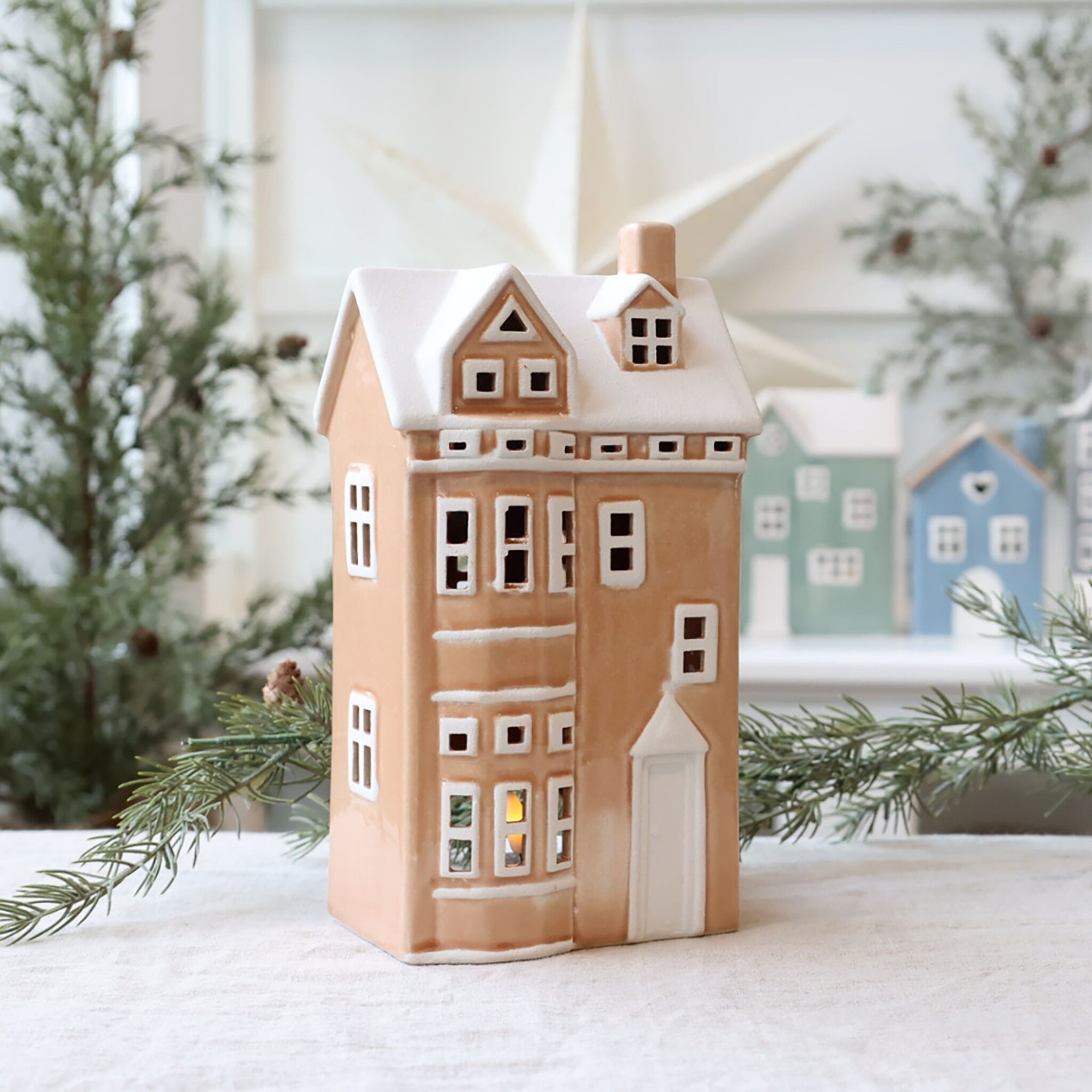 Chamonix Lichthaus 8 aus Keramik für Teelicht, beige 