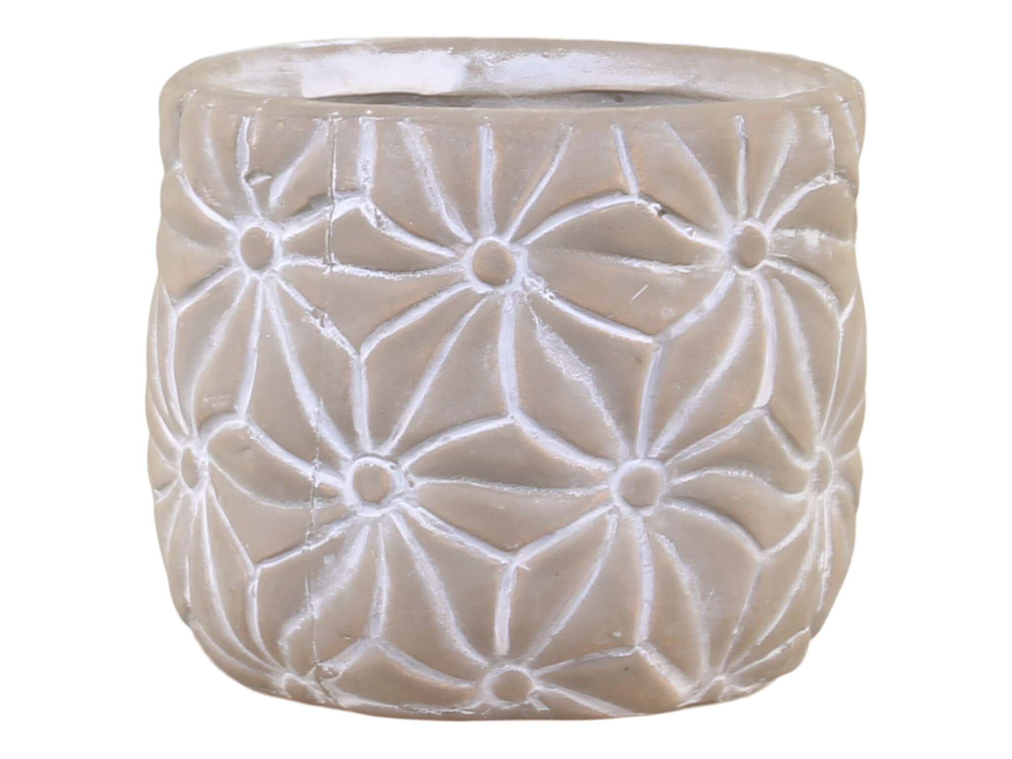 Colmar Blumentopf mit Blumenmotiv, franz. grau Ø8 x H7 cm