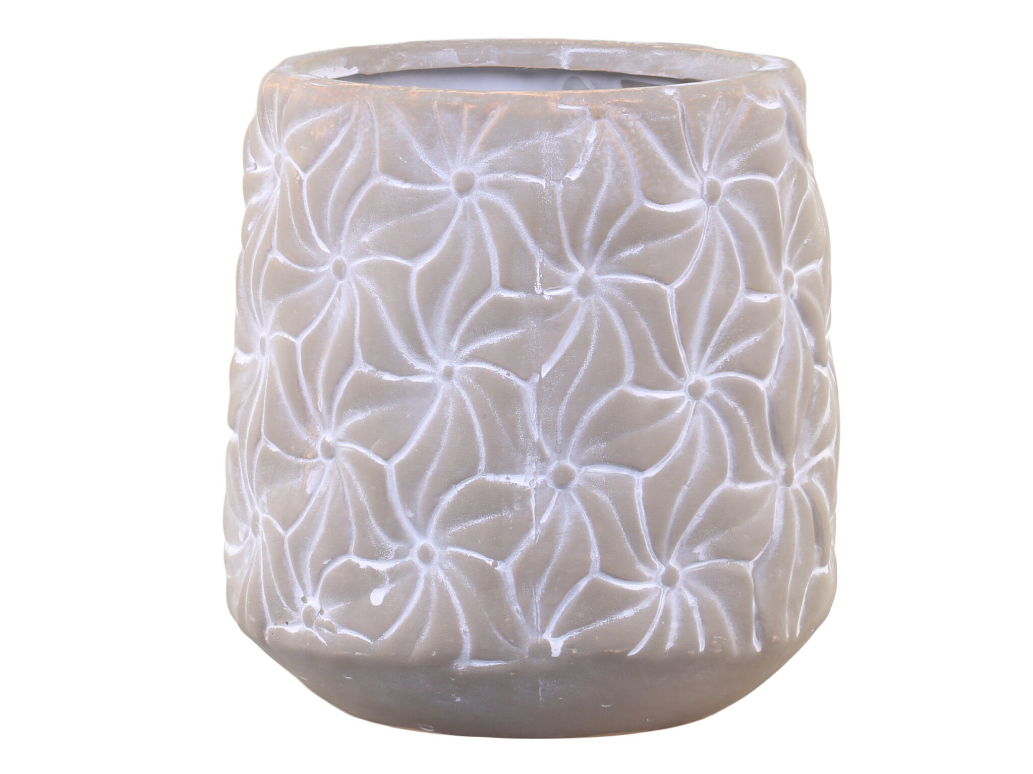 Colmar Blumentopf mit Blumenmuster, franz. grau Ø17 x H17,5 cm