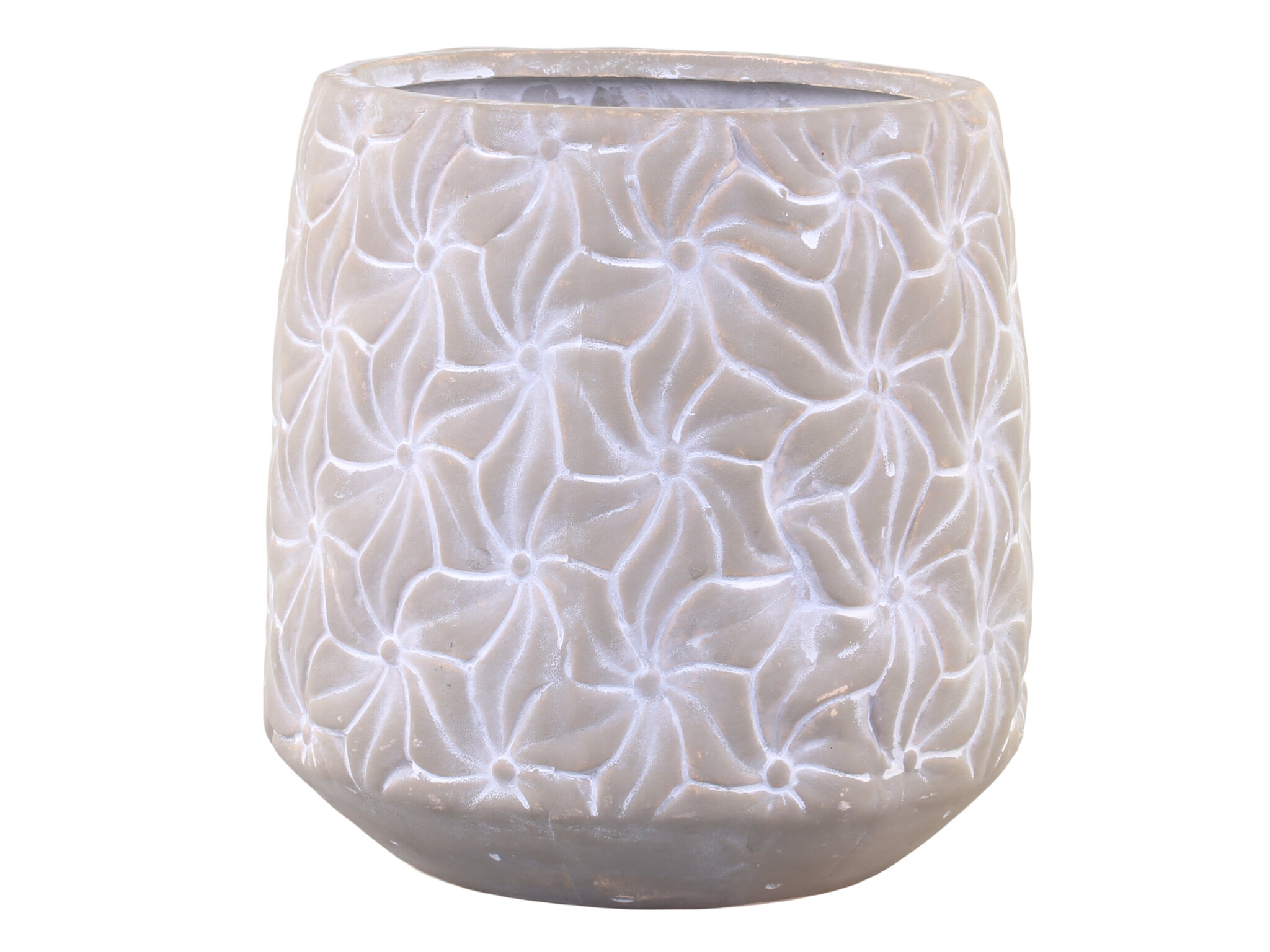 Colmar Blumentopf mit Blumenmuster, franz. grau Ø12 x H12 cm