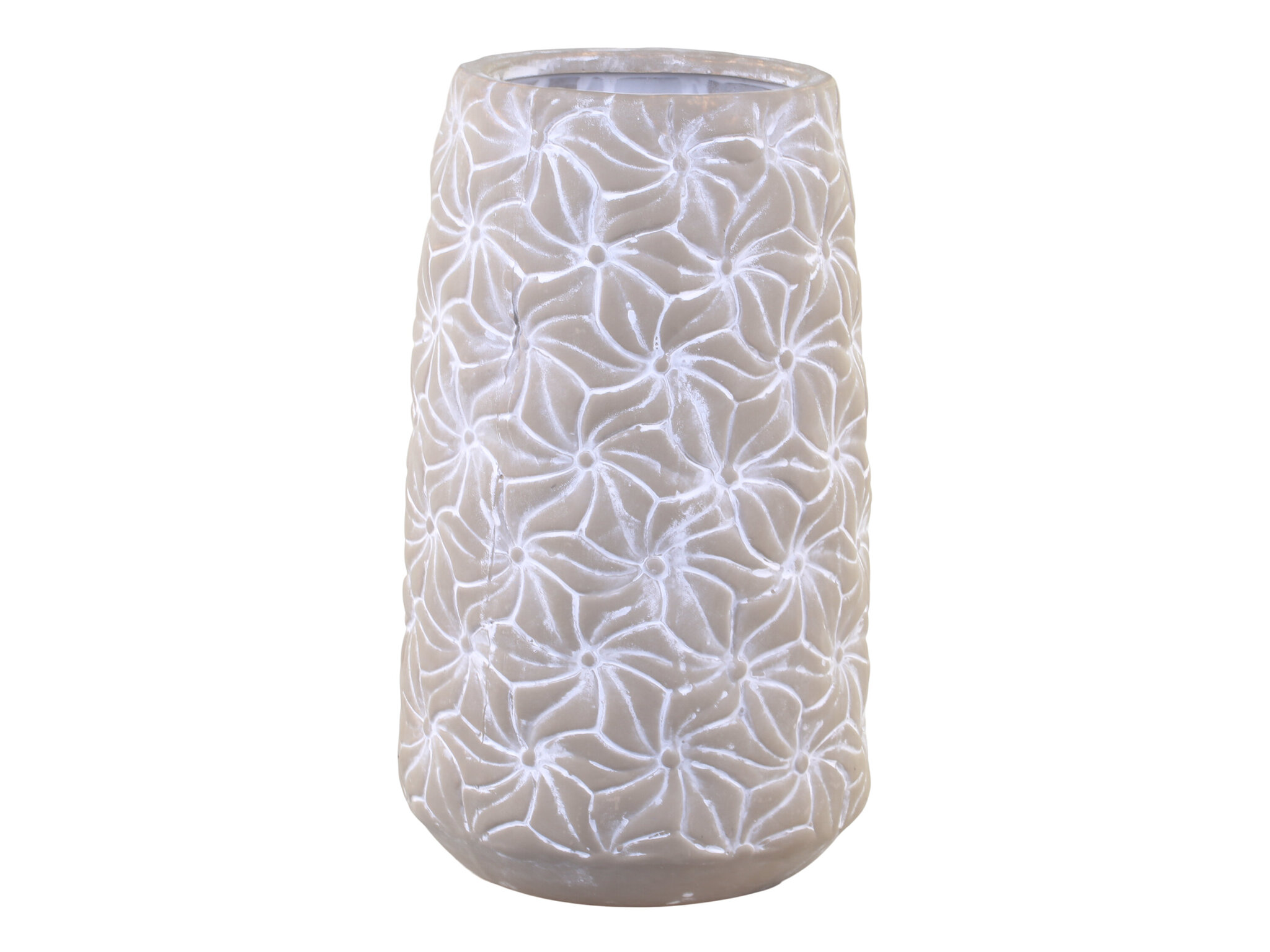 Colmar Vase mit Blumenmuster, franz. grau Ø14,5 x H25 cm