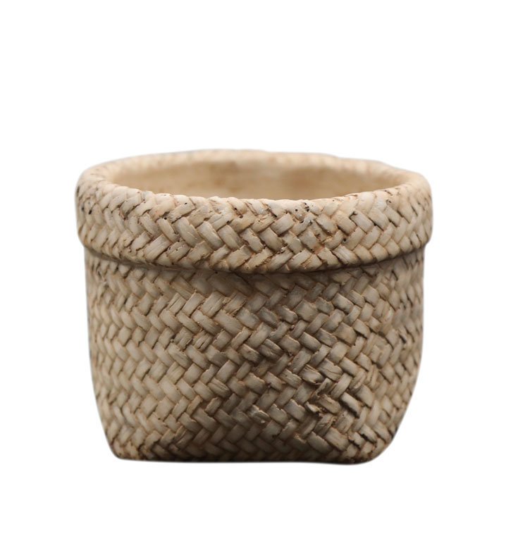 Chic Antique Corte Übertopf mit Beutelmuster, natur H10/D13 cm