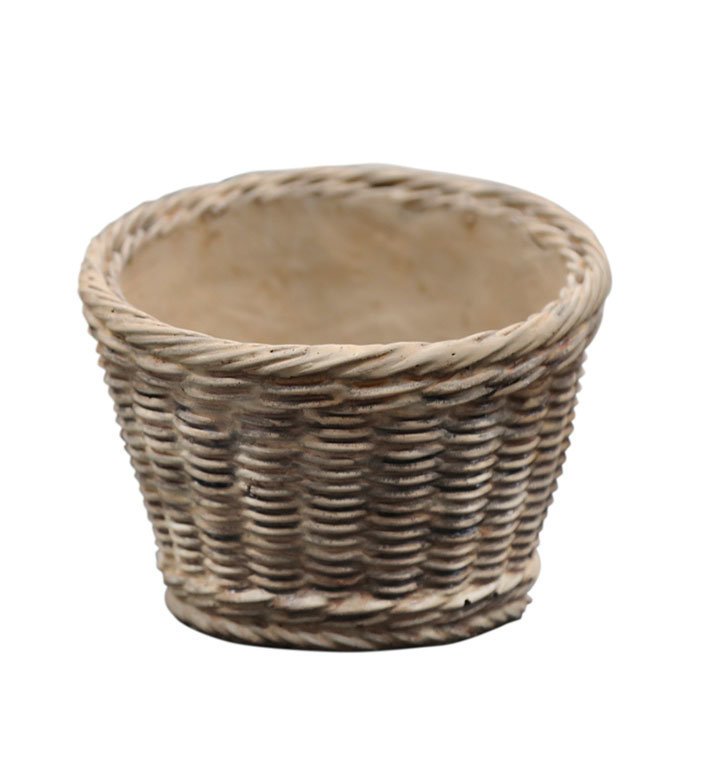 Chic Antique Corte Übertopf mit Flechtmuster, natur H13/D16 cm