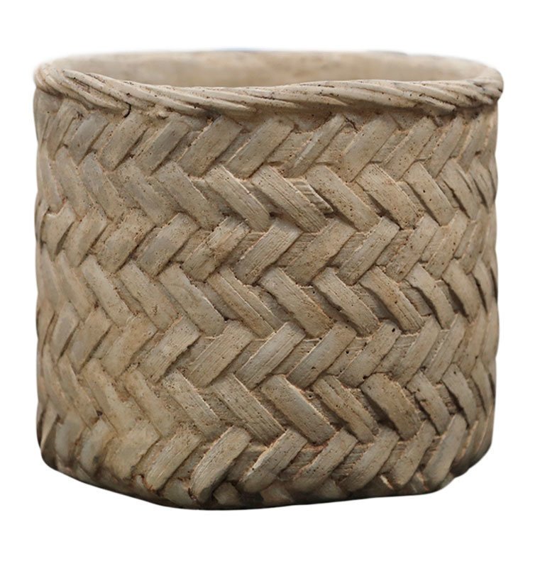 Chic Antique Corte Übertopf mit großem Flechtmuster, natur H17,5/D20 cm