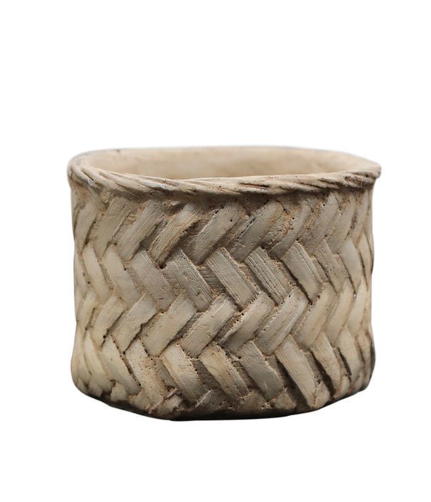 Chic Antique Corte Übertopf mit großem Flechtmuster, natur H11,5/D13,5 cm