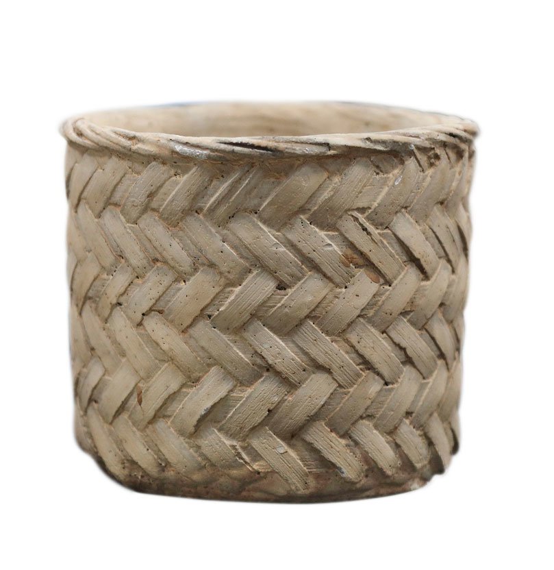 Chic Antique Corte Übertopf mit großem Flechtmuster, natur H15/D16,5 cm