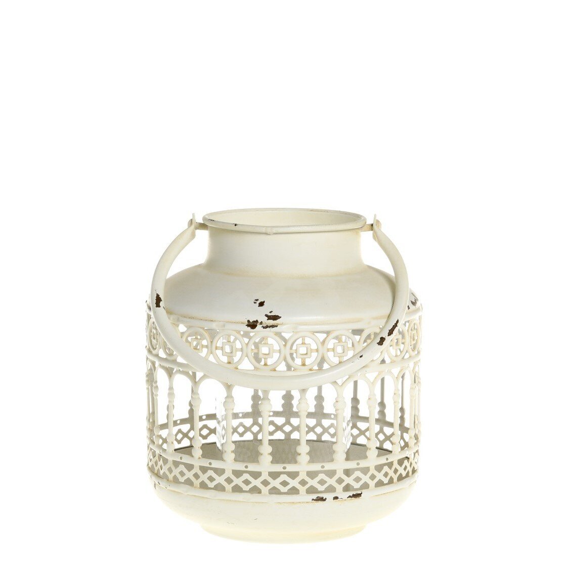 Deko Laterne aus Eisen, antique creme 