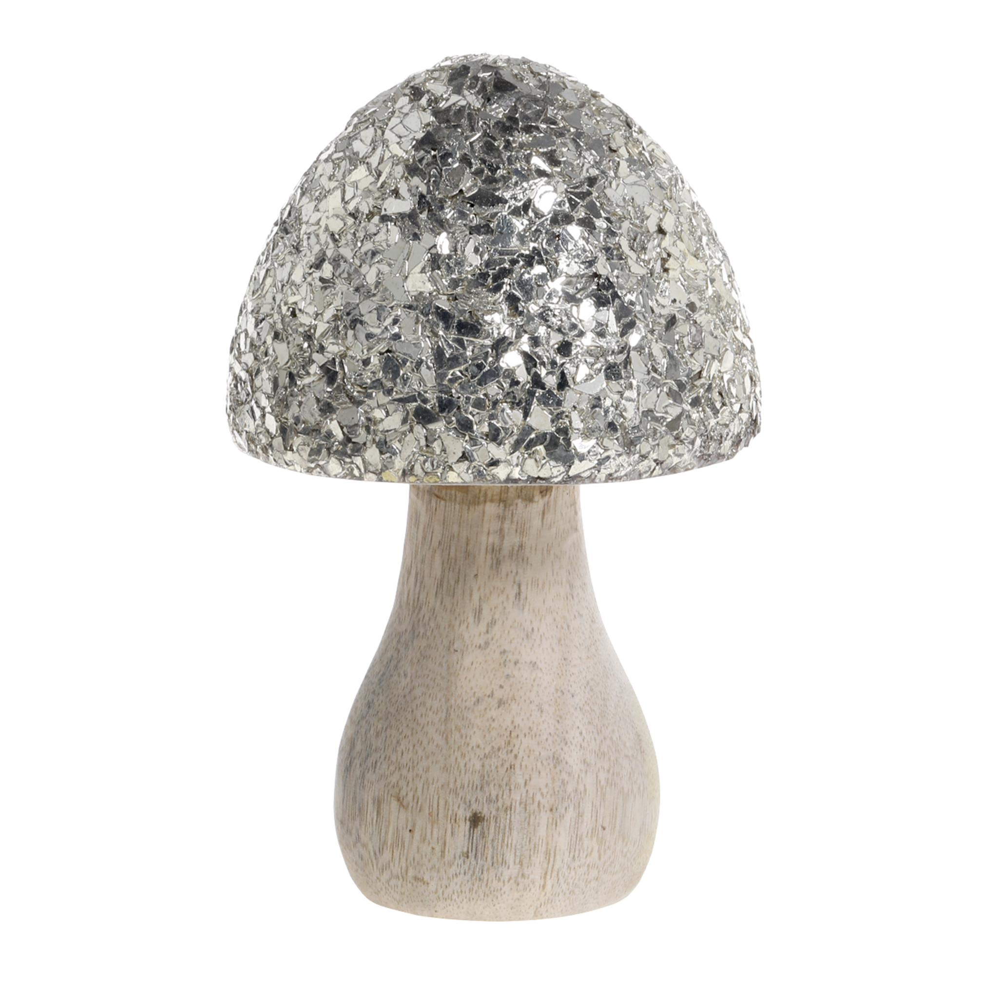 Deko Pilz mit glitzerndem Schirm,  Höhe 15, Ø 8,5 cm natur