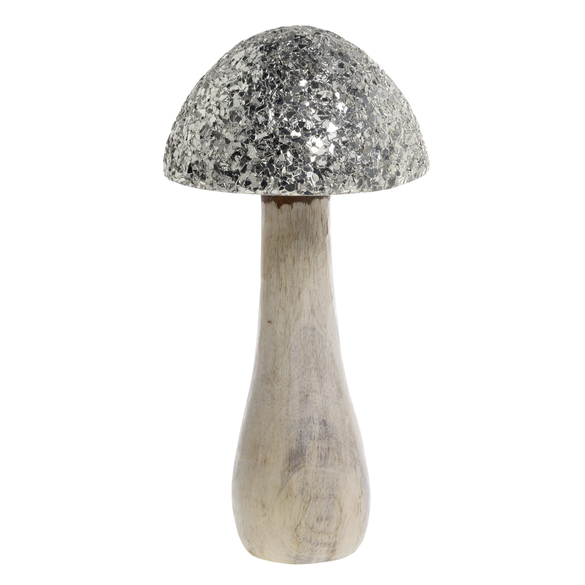 Deko Pilz mit glitzerndem Schirm,  Höhe 25, Ø 12 cm natur