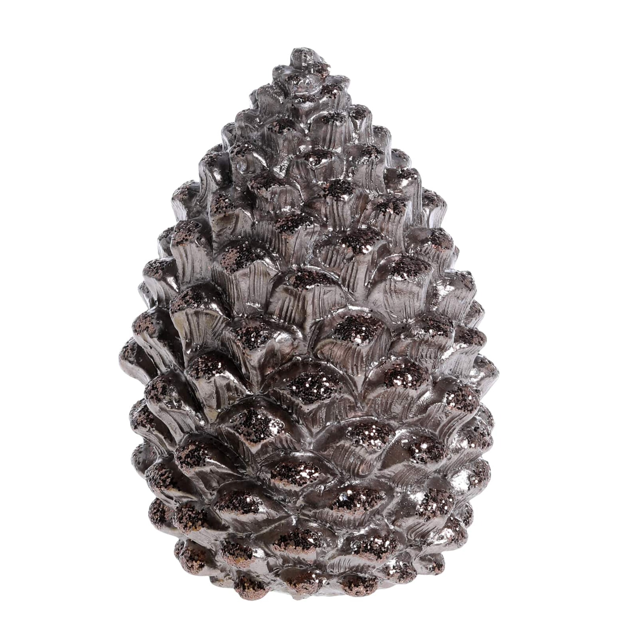 Deko Zapfen mit Glitzer, mokka Höhe 15,5, Ø 11 cm