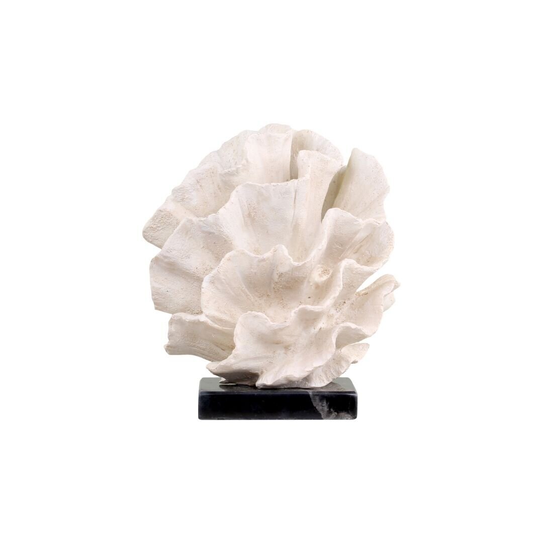 Dekofigur Koralle auf Fuss, antik creme 