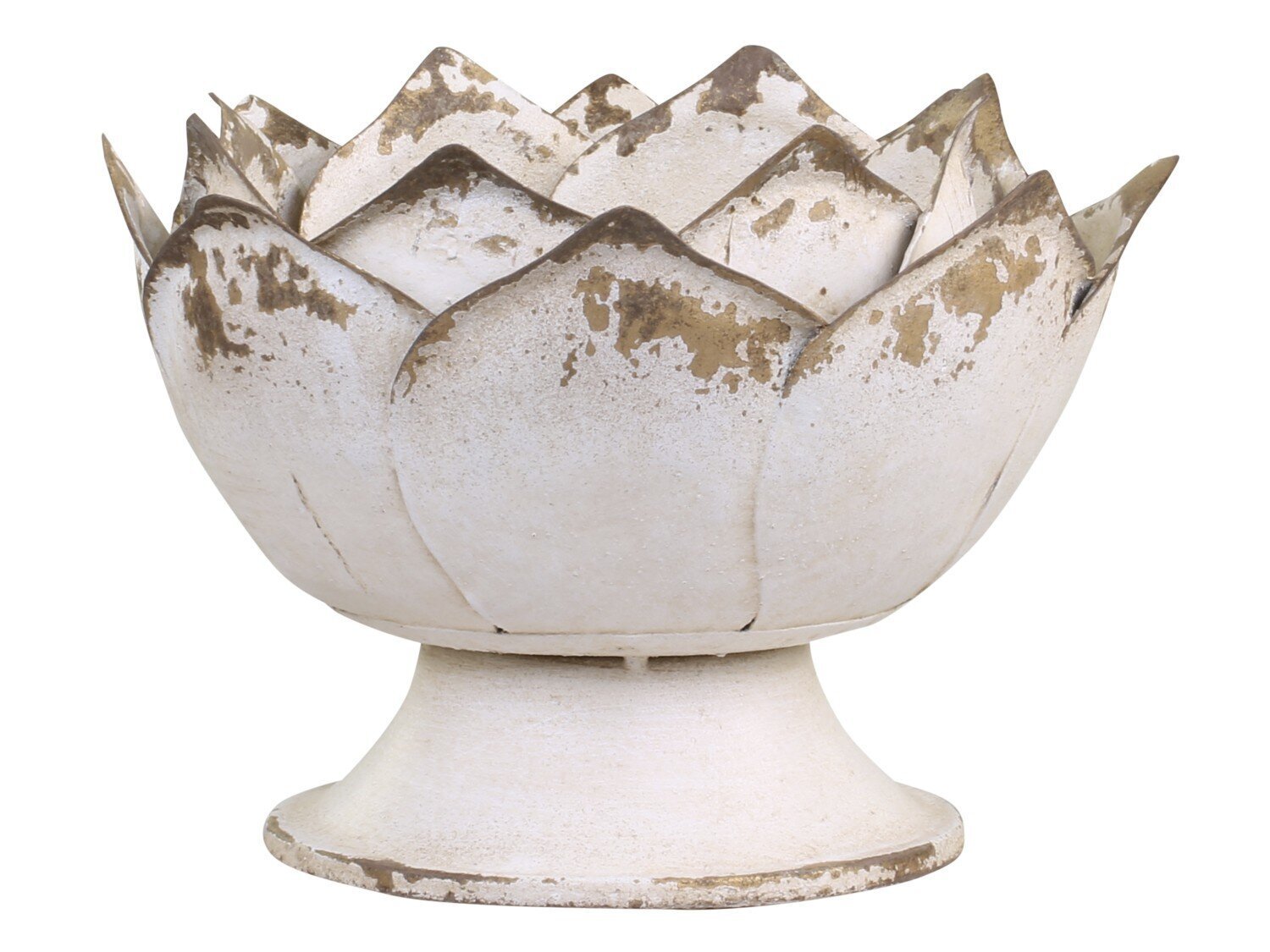 Dekoschale Lotusblume, antik creme H15/Ø21 cm