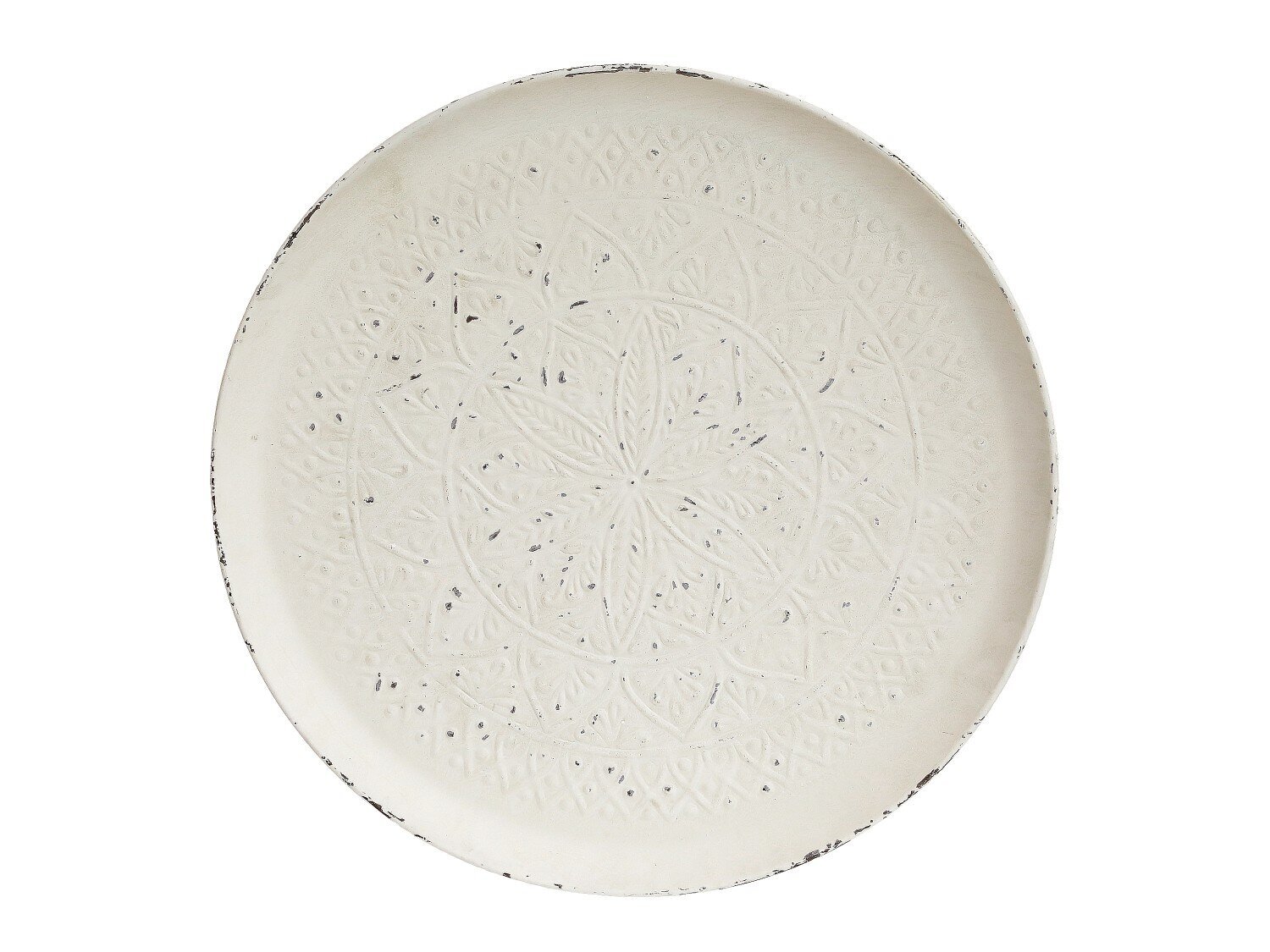 Dekotablett mit Muster aus Eisen, antique creme H3,5 x Ø51 cm