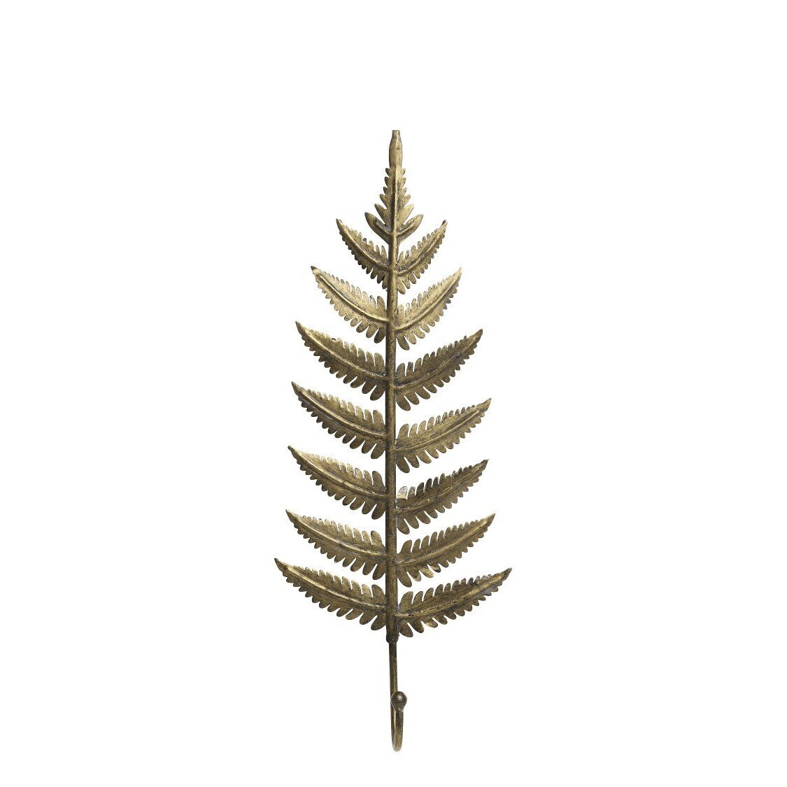 Eisen Haken in Blattform, antique messing 