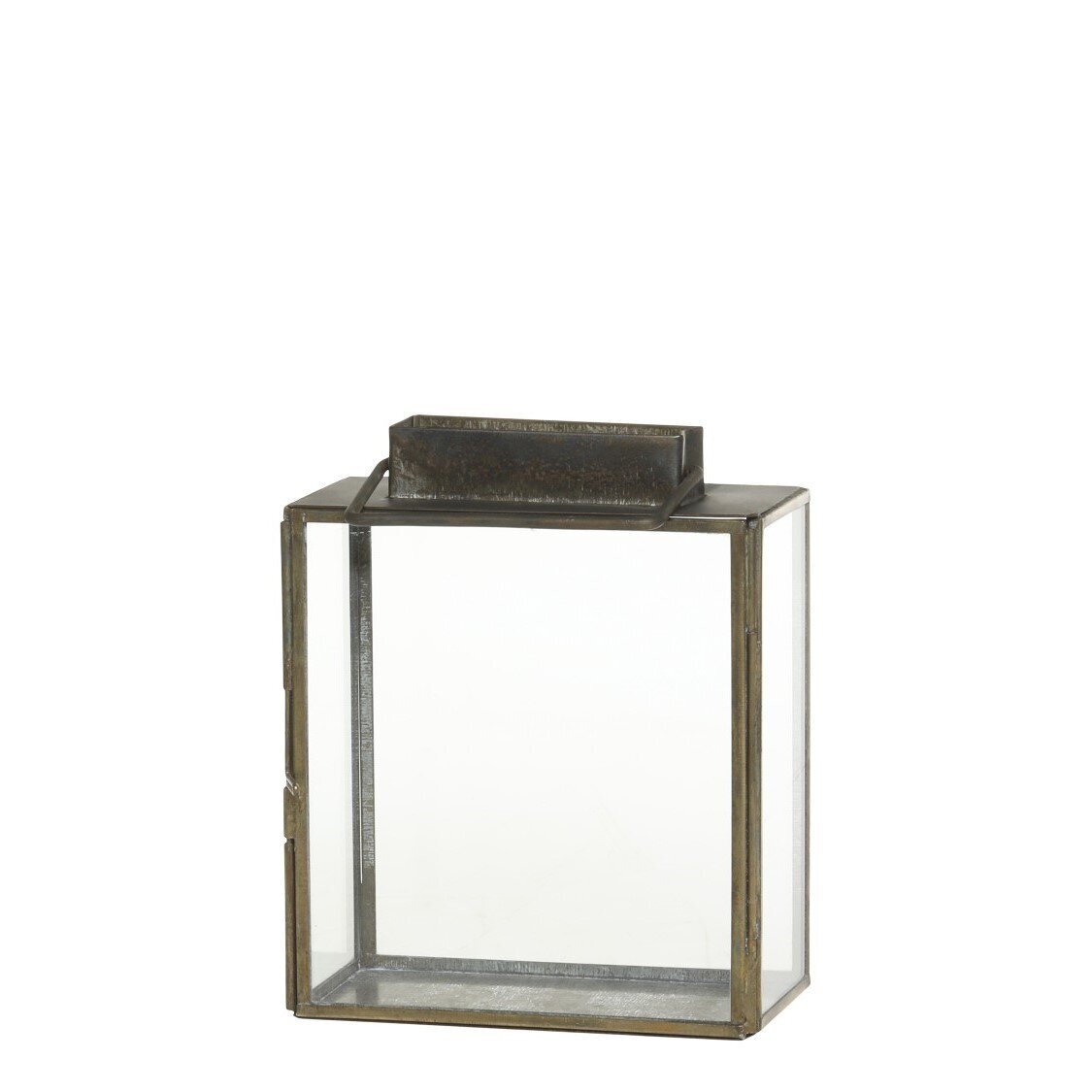 Eisen Laterne für Kerzen, antique messing H14,5xL12xB6 cm