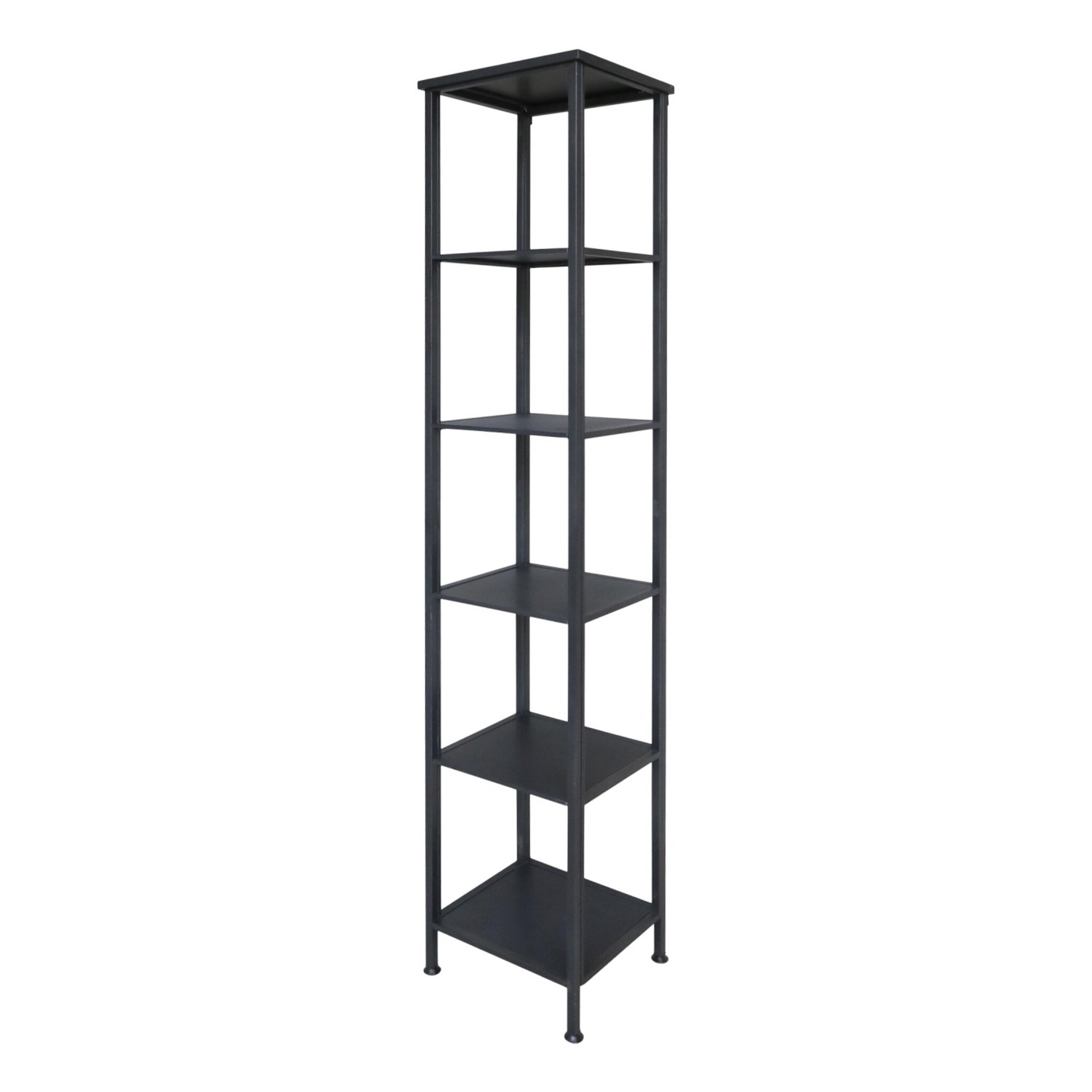 Eisen Regal mit 5 Böden, schwarz Höhe 212, Länge: 42, Breite: 42 cm