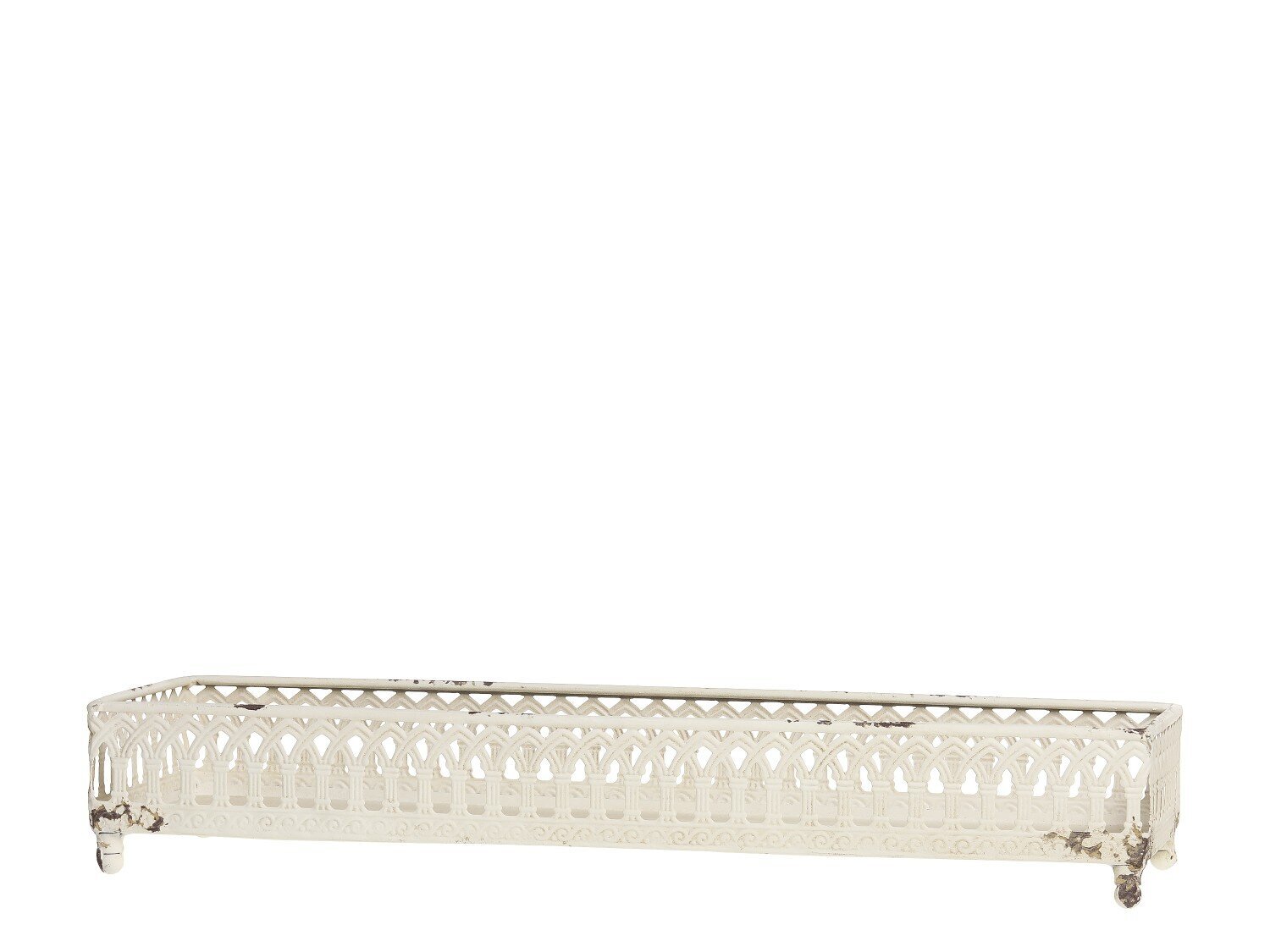 Eisen Tablett mit Dekorkante, antique creme