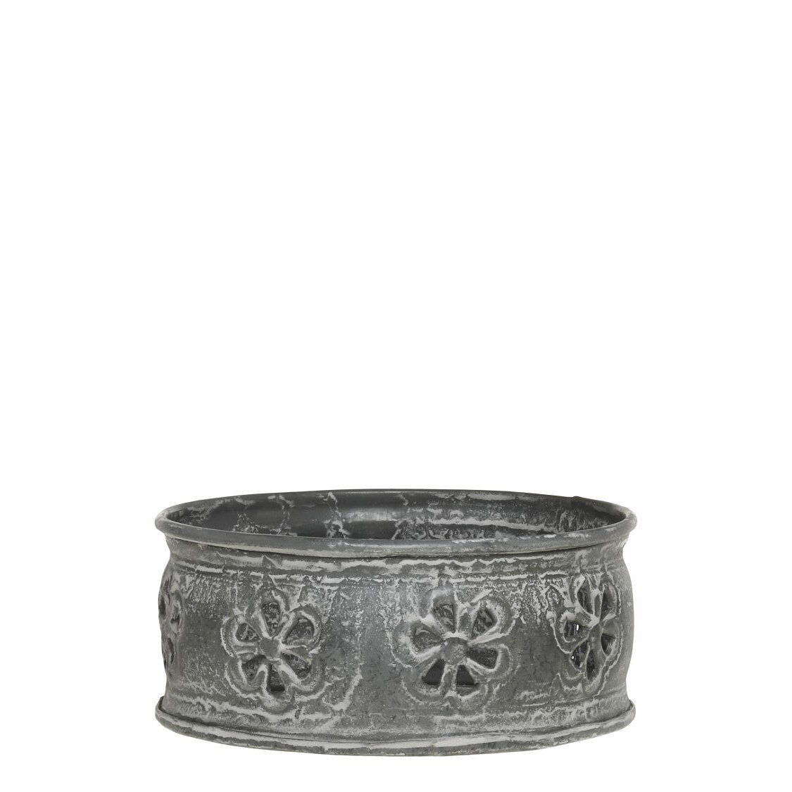 Eisen Tablett mit Muster, antique zink Höhe 6,  Ø 13 cm