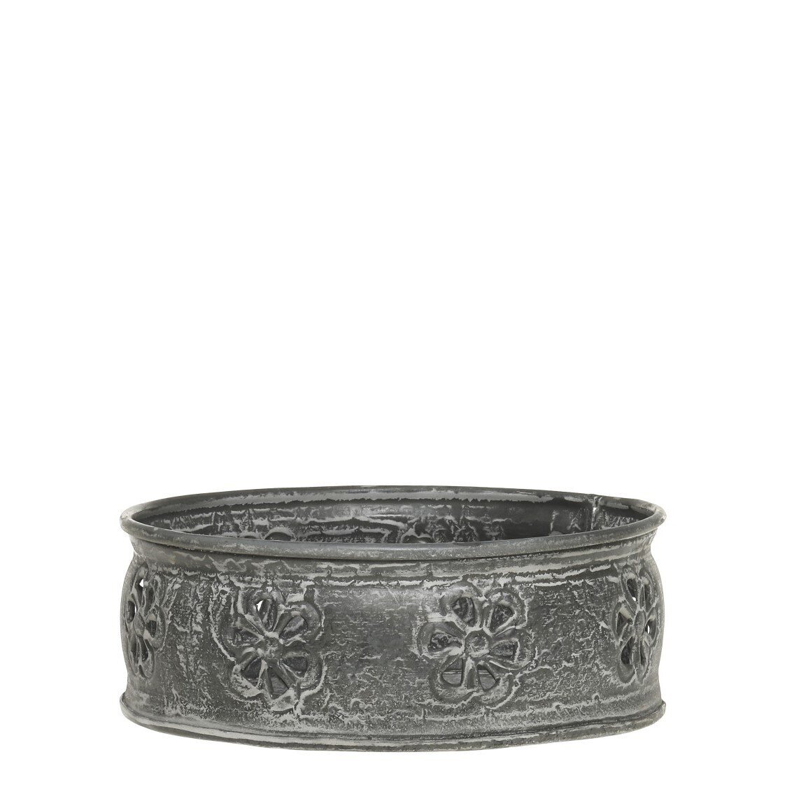 Eisen Tablett mit Muster, antique zink Höhe 6,  Ø 15,5 cm