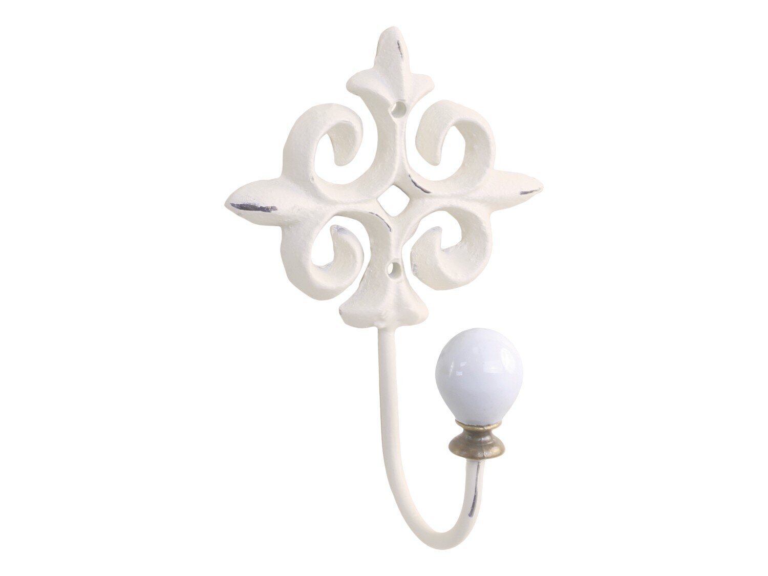 Eisenhaken mit Dekor und Griff, antique creme 