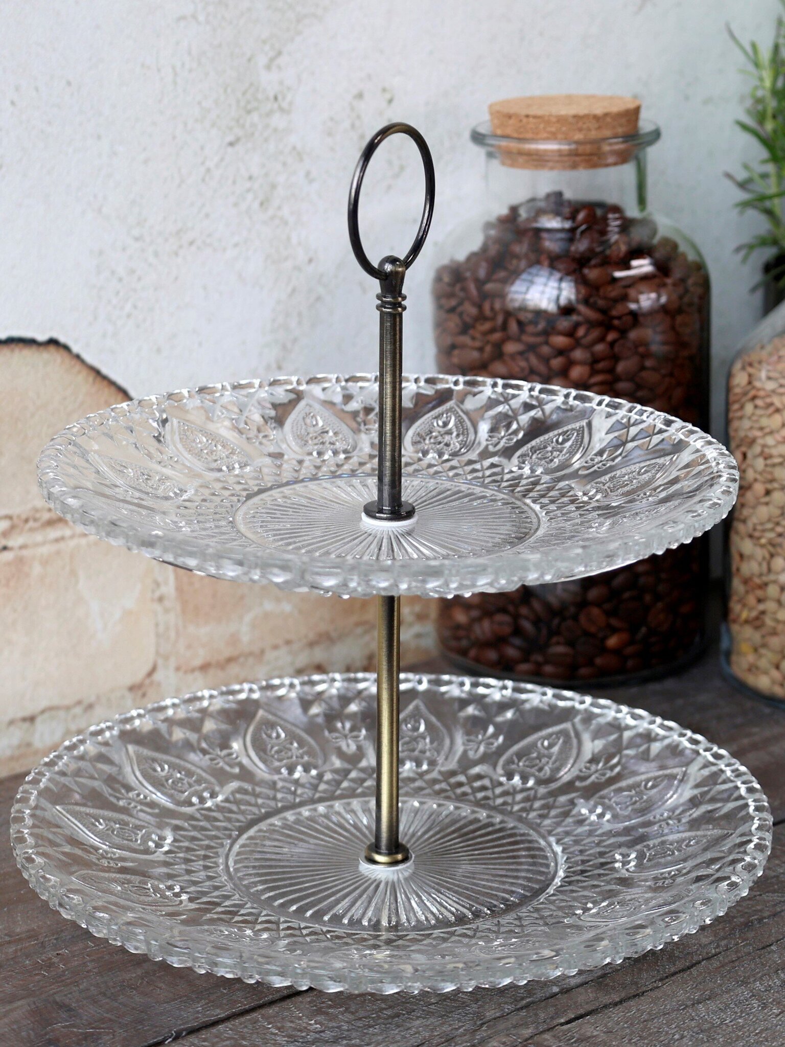 MAGCOLOR Glasteller Set 4-teilig - Grüner Wolkennebel Design 26cm