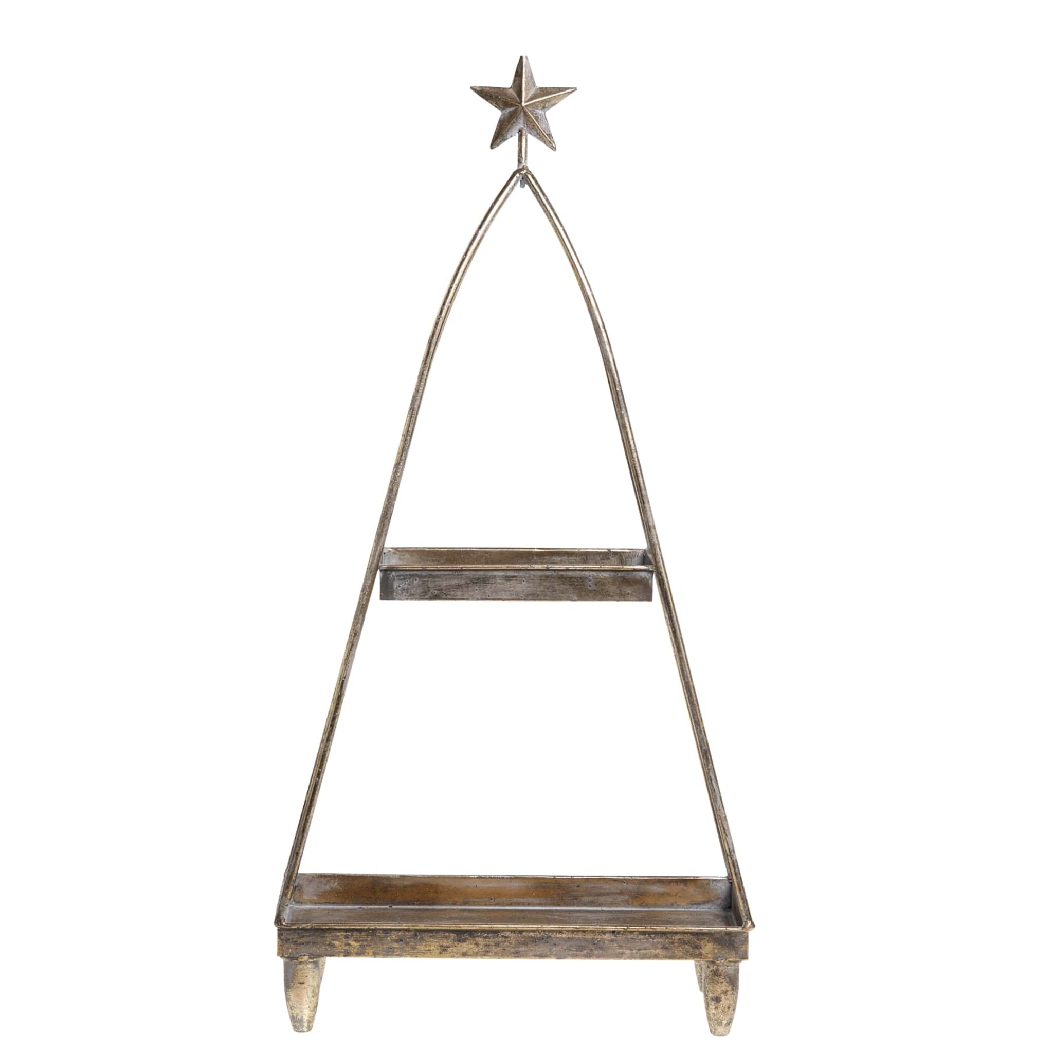 Etagere mit 2 Tabletts und Stern, antique messing 