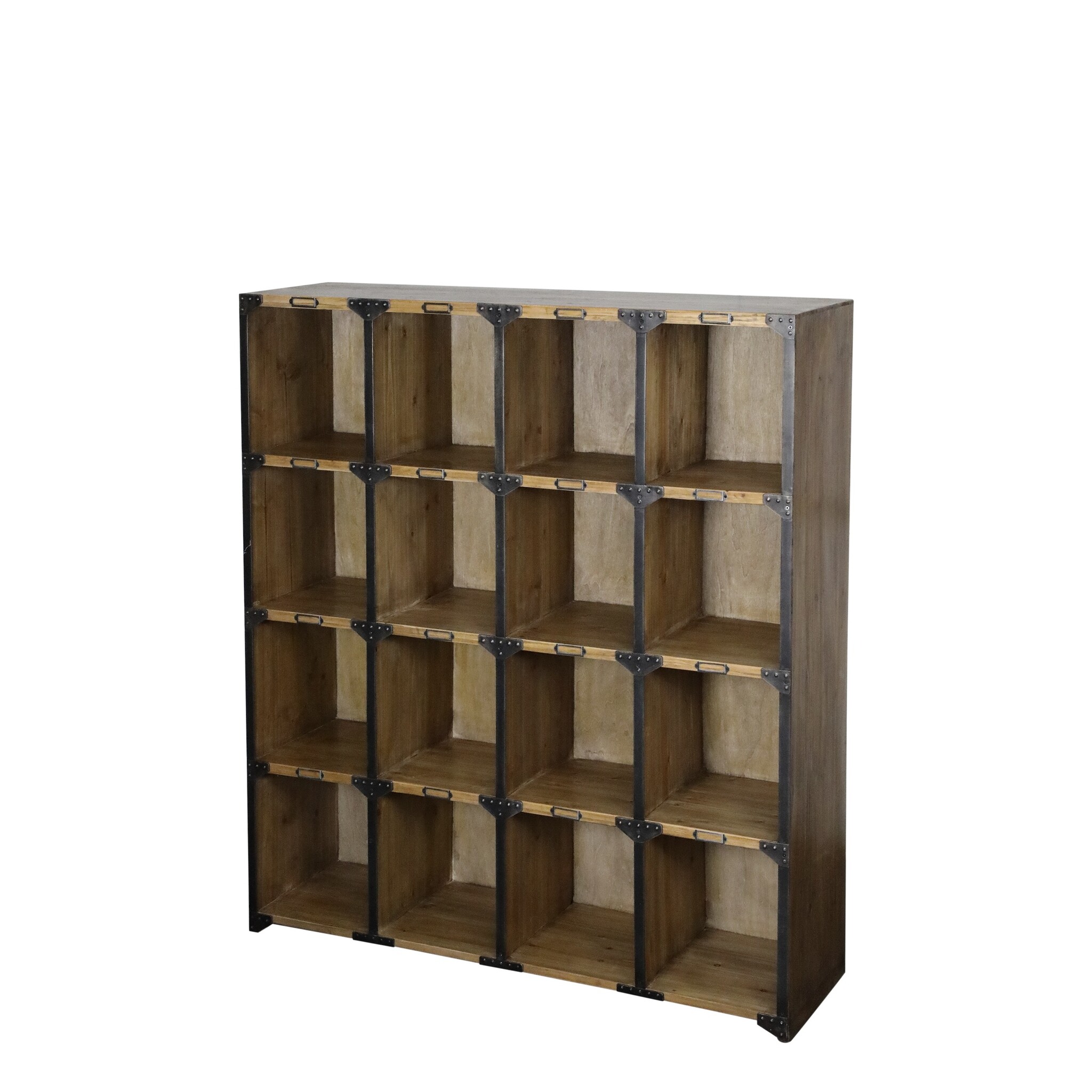 Fächerregal aus Kiefernholz und Metall, natur 