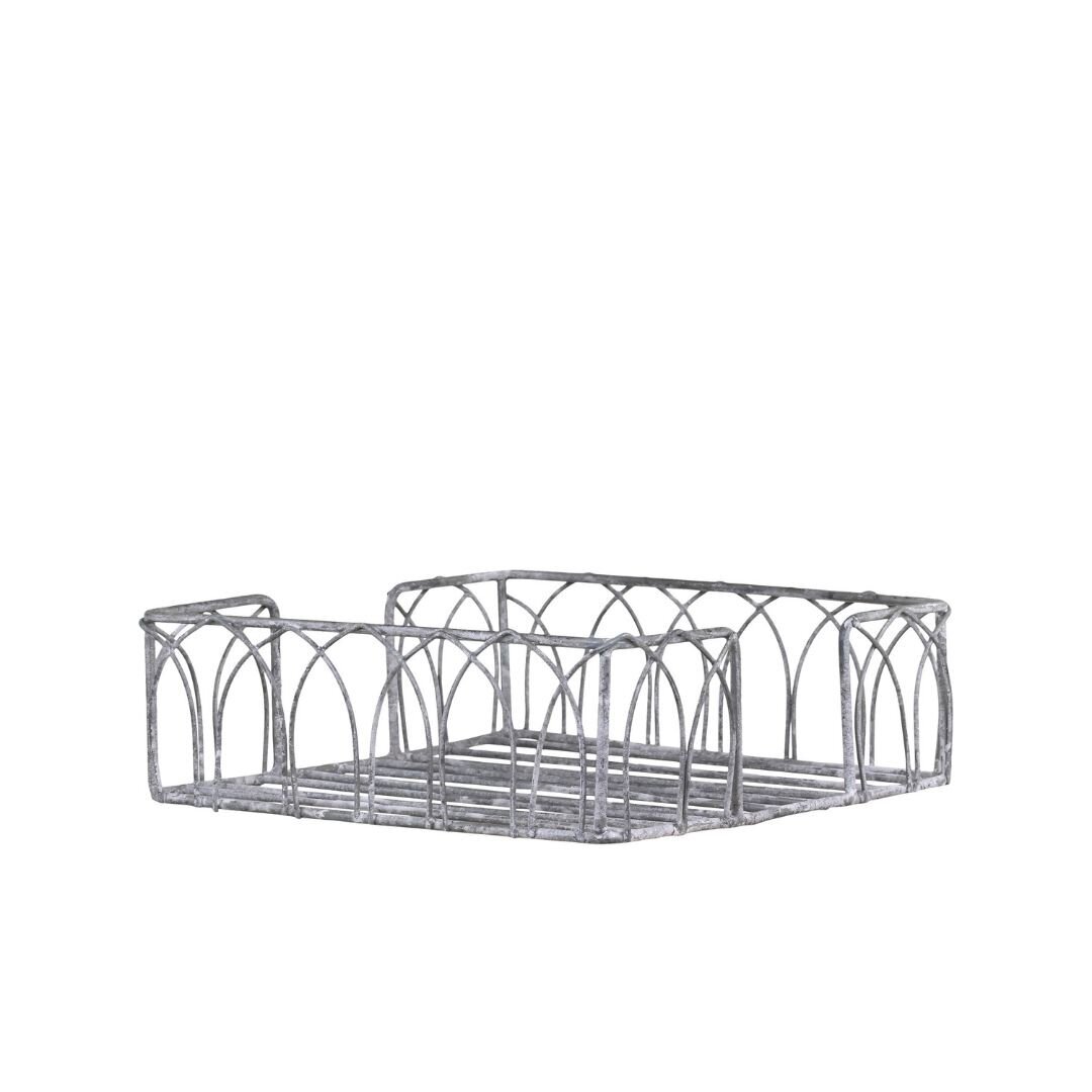 Fil de fer Serviettenhalter aus Eisen, antik zink L18 x B18 x H5,5 cm