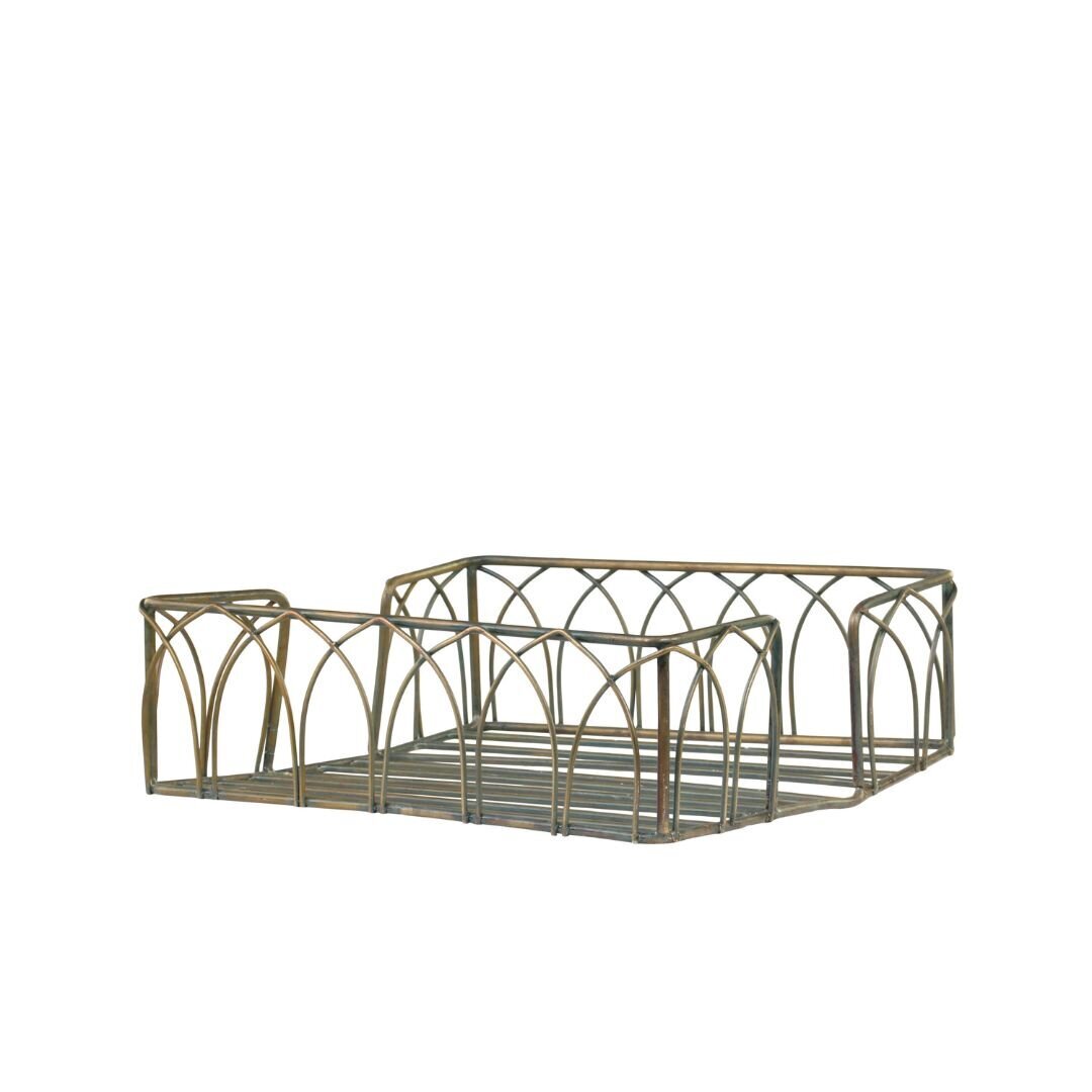 Fil de fer Serviettenhalter aus Eisen, antik messing L18 x B18 x H5,5 cm