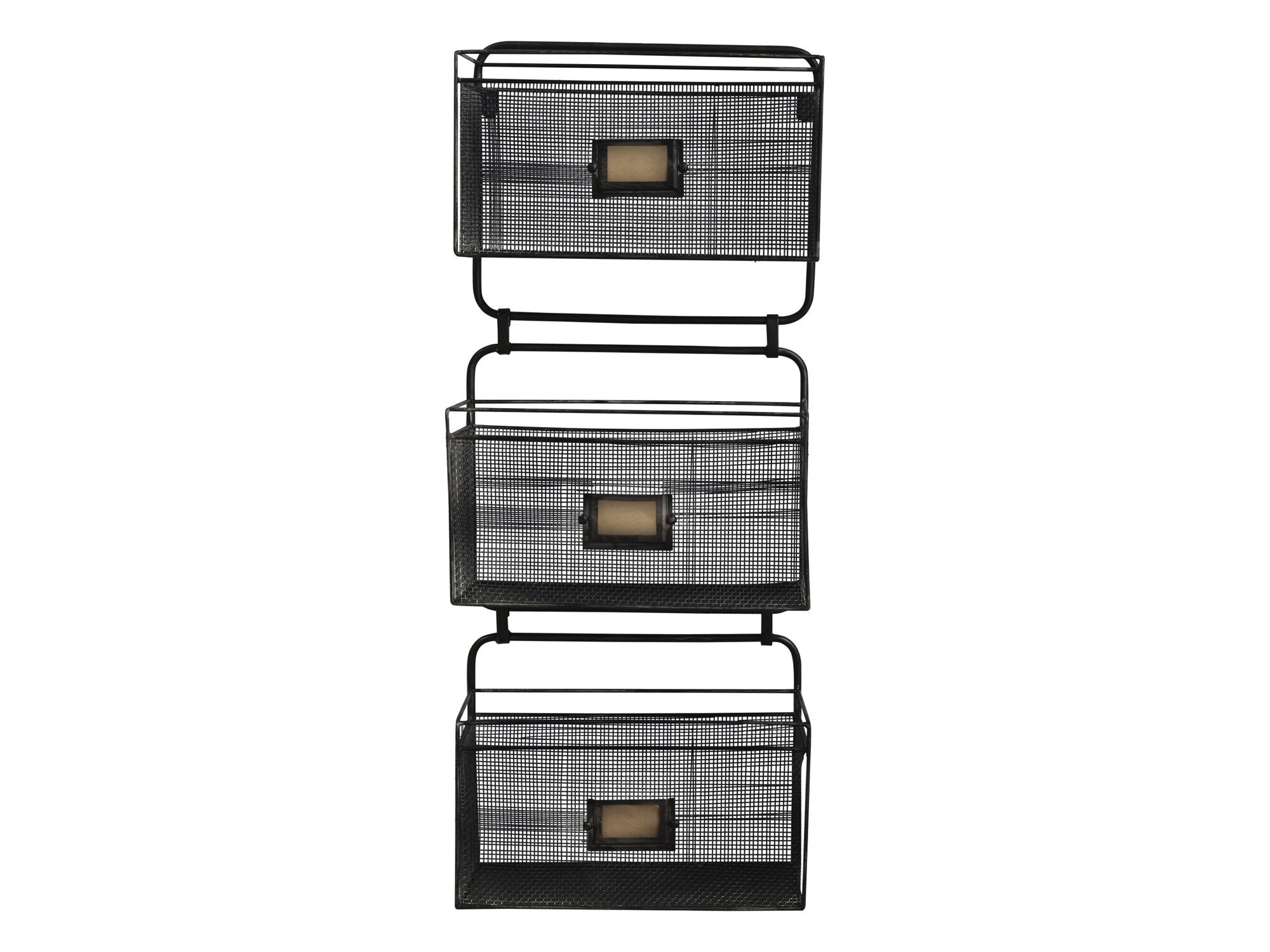 Fil de Fer Wandregal mit 3 Körben, antique schwarz 