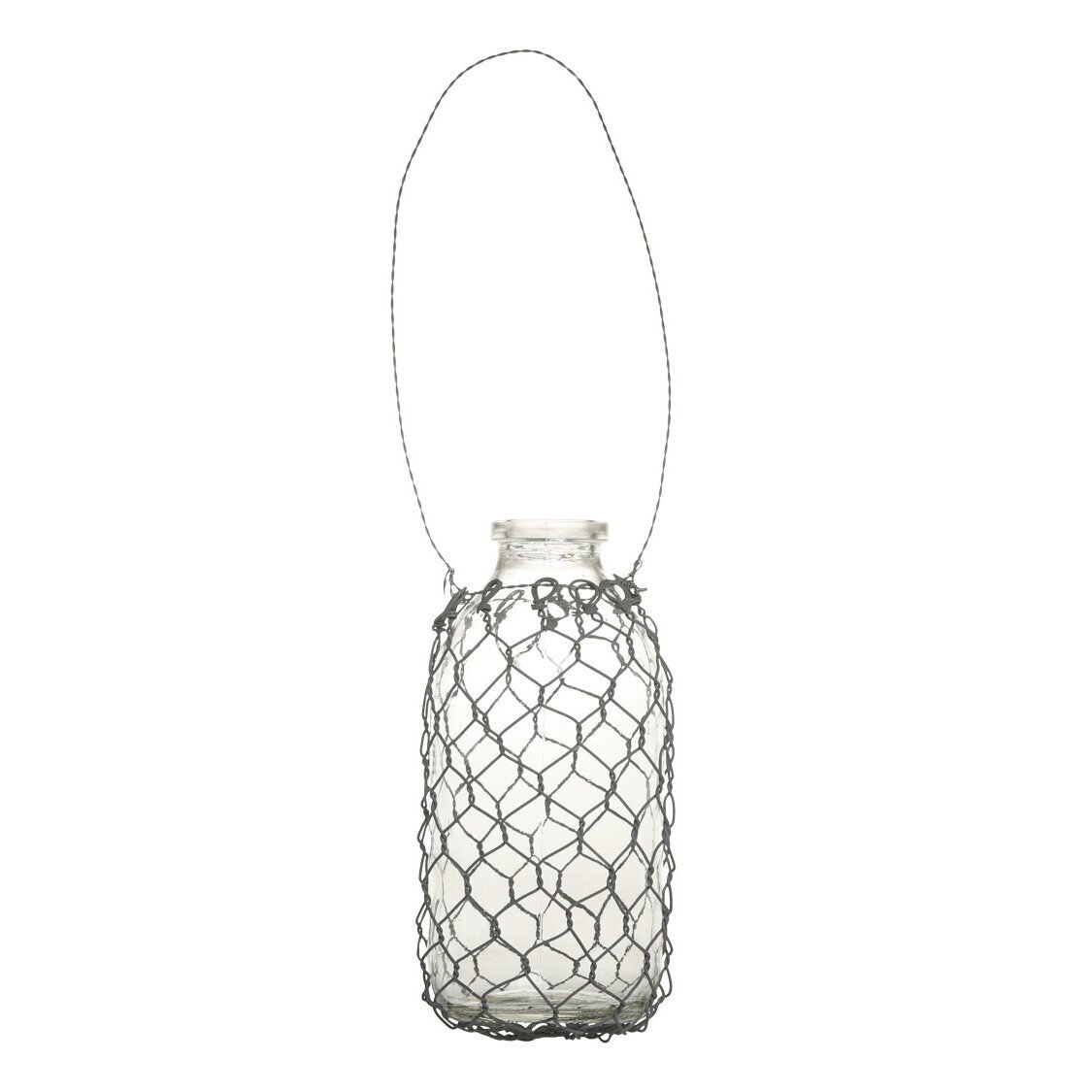 Fil de fer Windlicht aus Glas, antique zink 