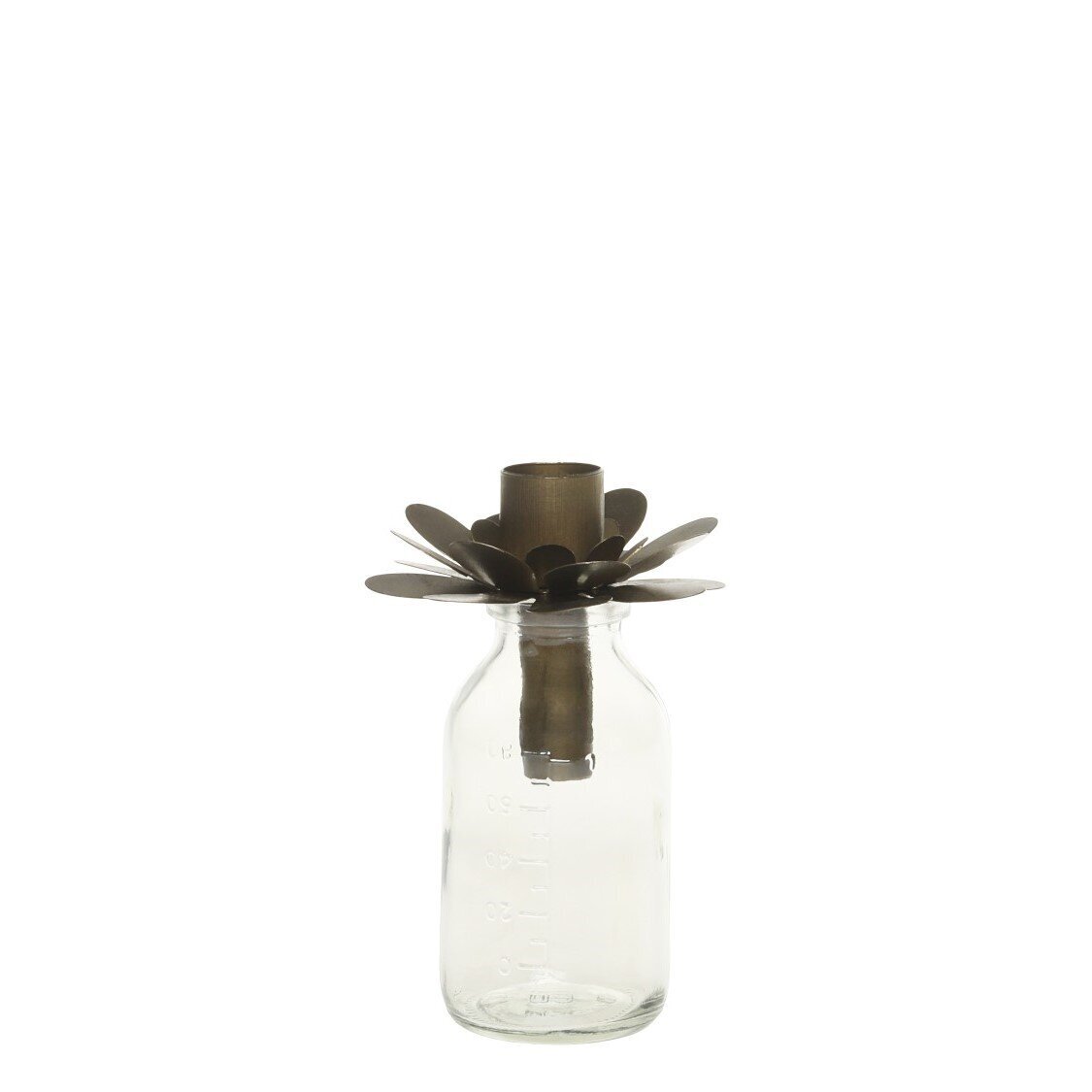 Flasche mit Kerzenhalter, antique messing