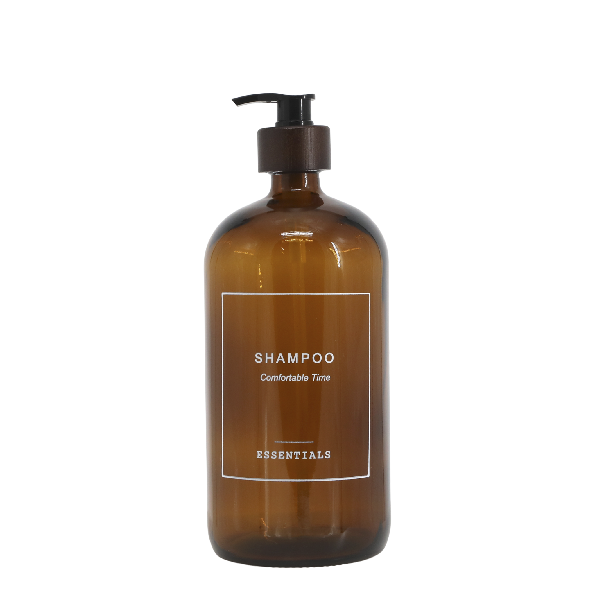 Flasche Spender mit Pumpe Shampoo Aufschrift, mokka H25,5/Ø 9,5 cm 1000 ml
